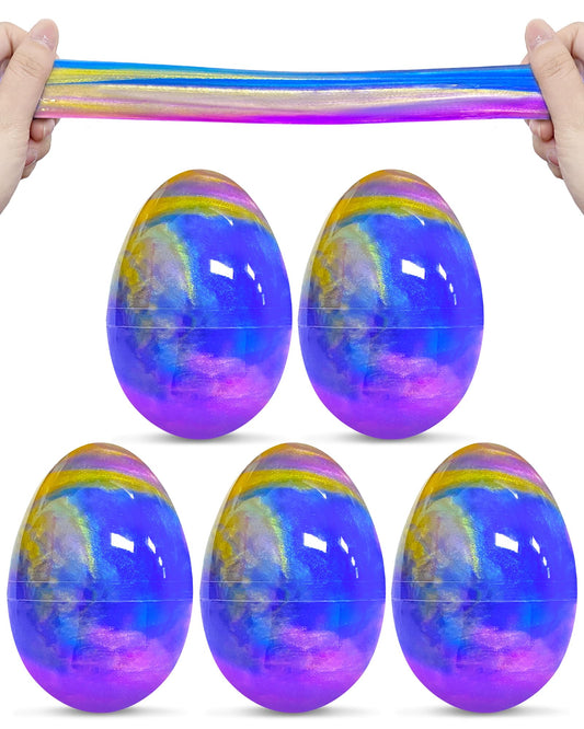 Greingways Galaxy Slime Eggs – 5 Pack Easter Eggs for Kids (Blue/Purple/Gold)