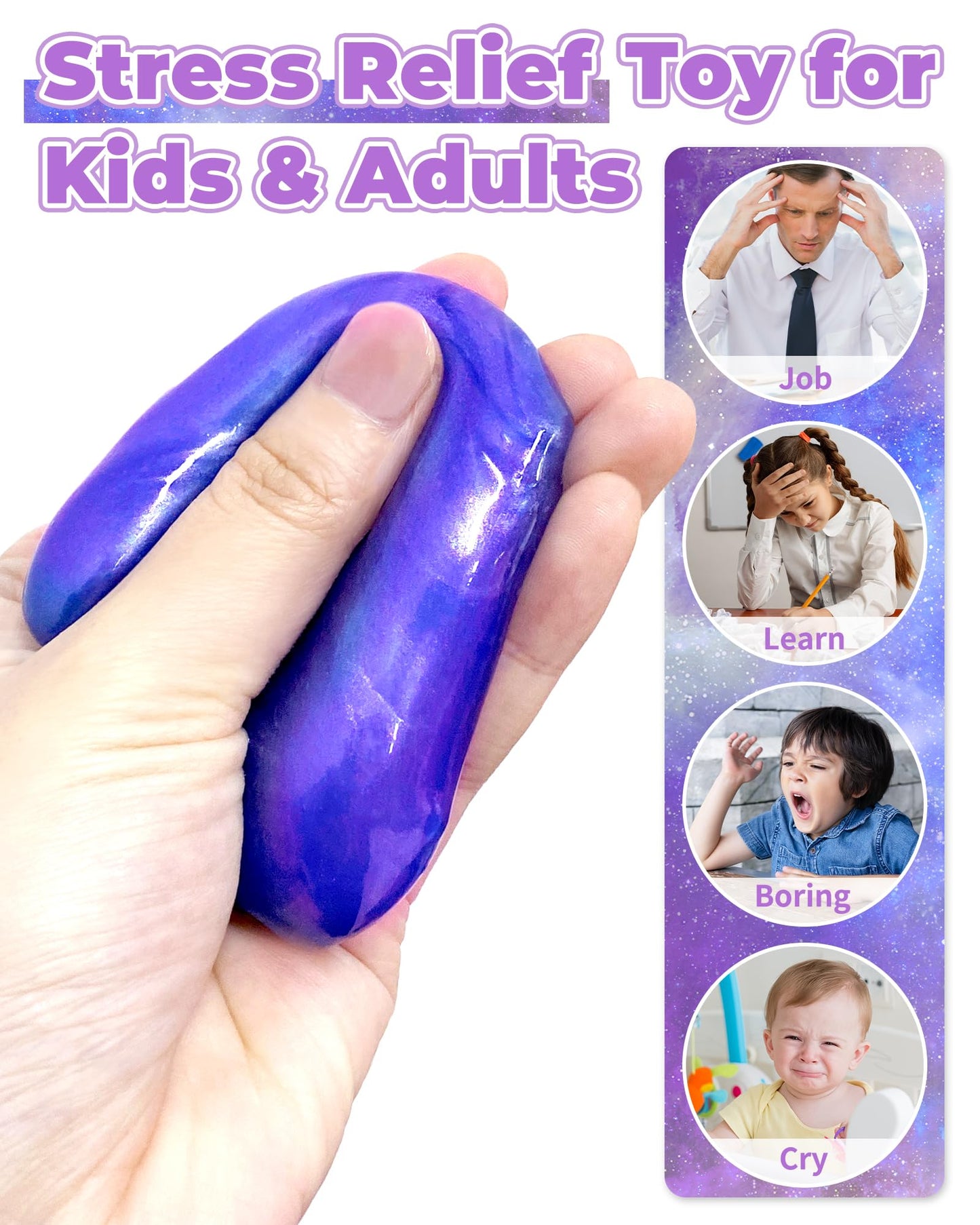 Greingways Galaxy Slime Eggs – 5 Pack Easter Eggs for Kids (Blue/Purple/Gold)