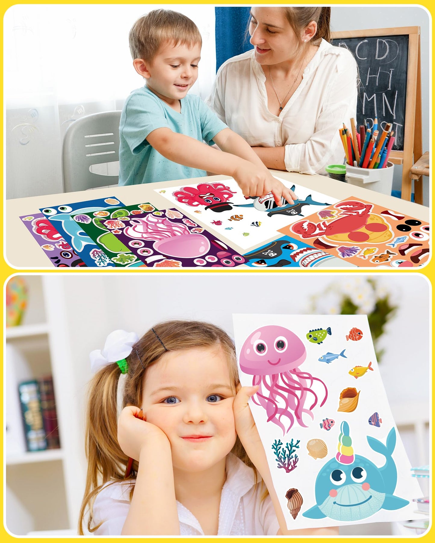 Greingways 24-Piece Sea Animal Sticker Sheets for Kids – DIY Crafts & Party Favors