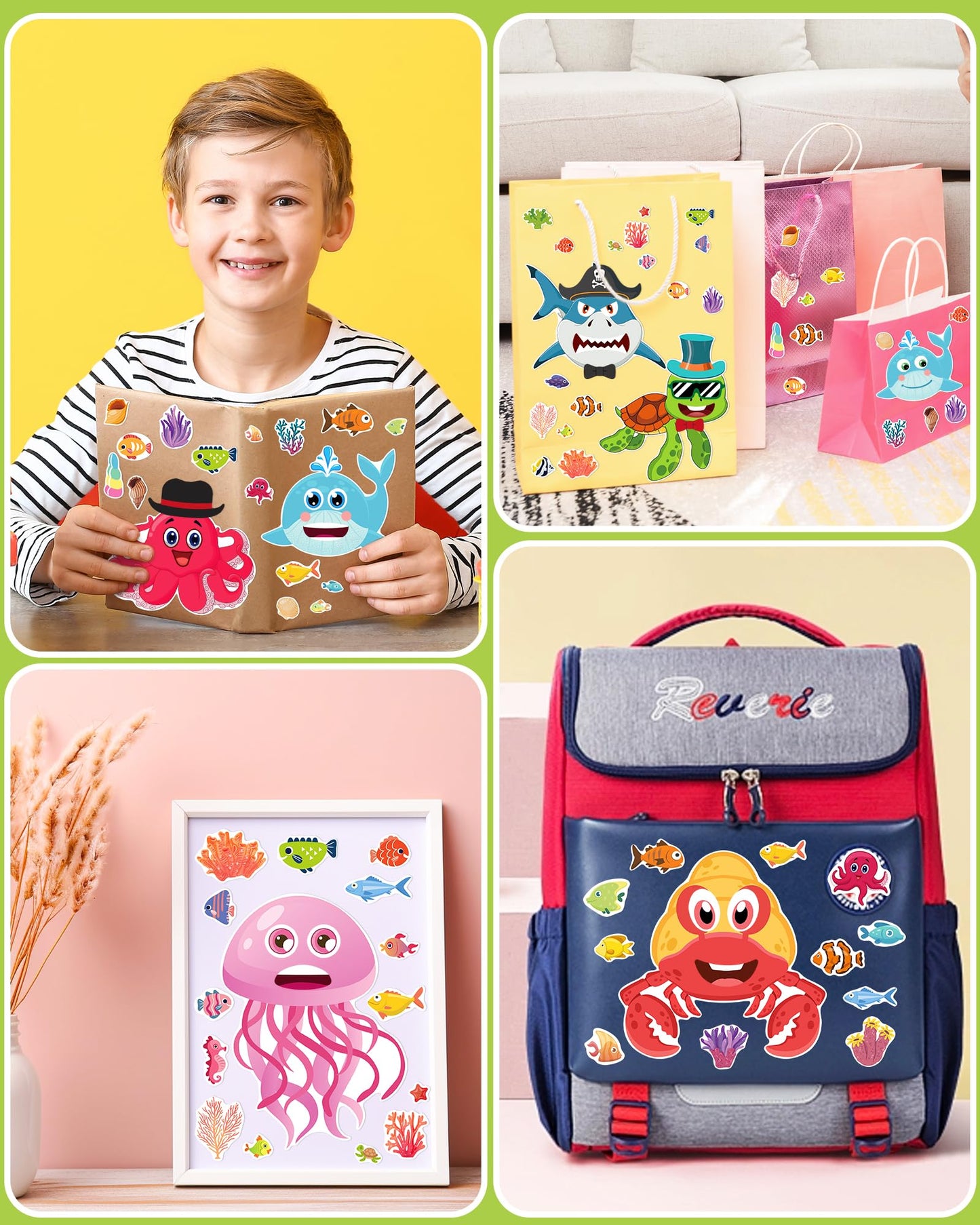 Greingways 24-Piece Sea Animal Sticker Sheets for Kids – DIY Crafts & Party Favors