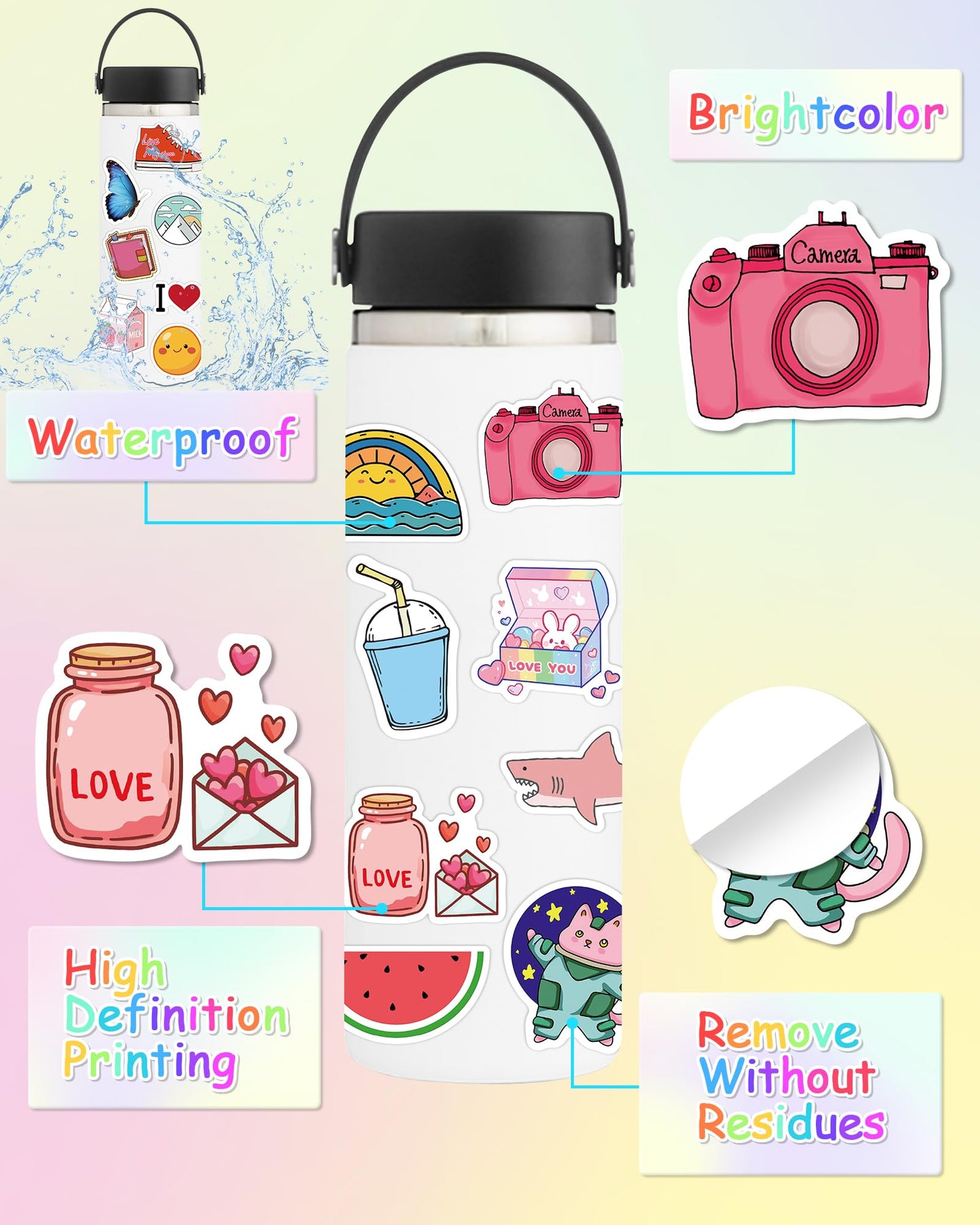 Greingways 400 Pcs VSCO Sticker Pack – Waterproof Vinyl Stickers for Water Bottles, Laptops & School Gifts