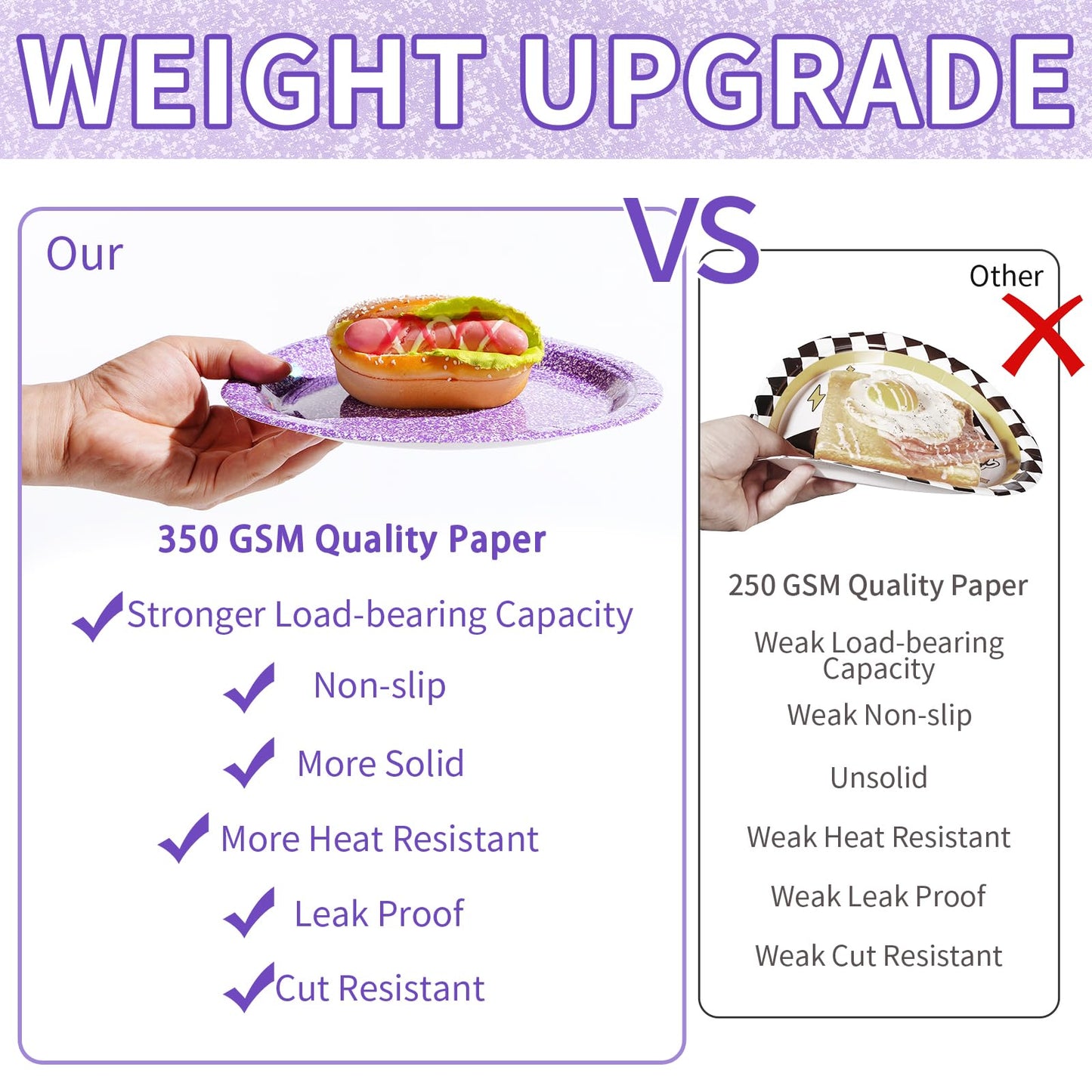 Grencian 96Pcs Purple Party Supplies – Iridescent Plates & Napkins for 24 Guests