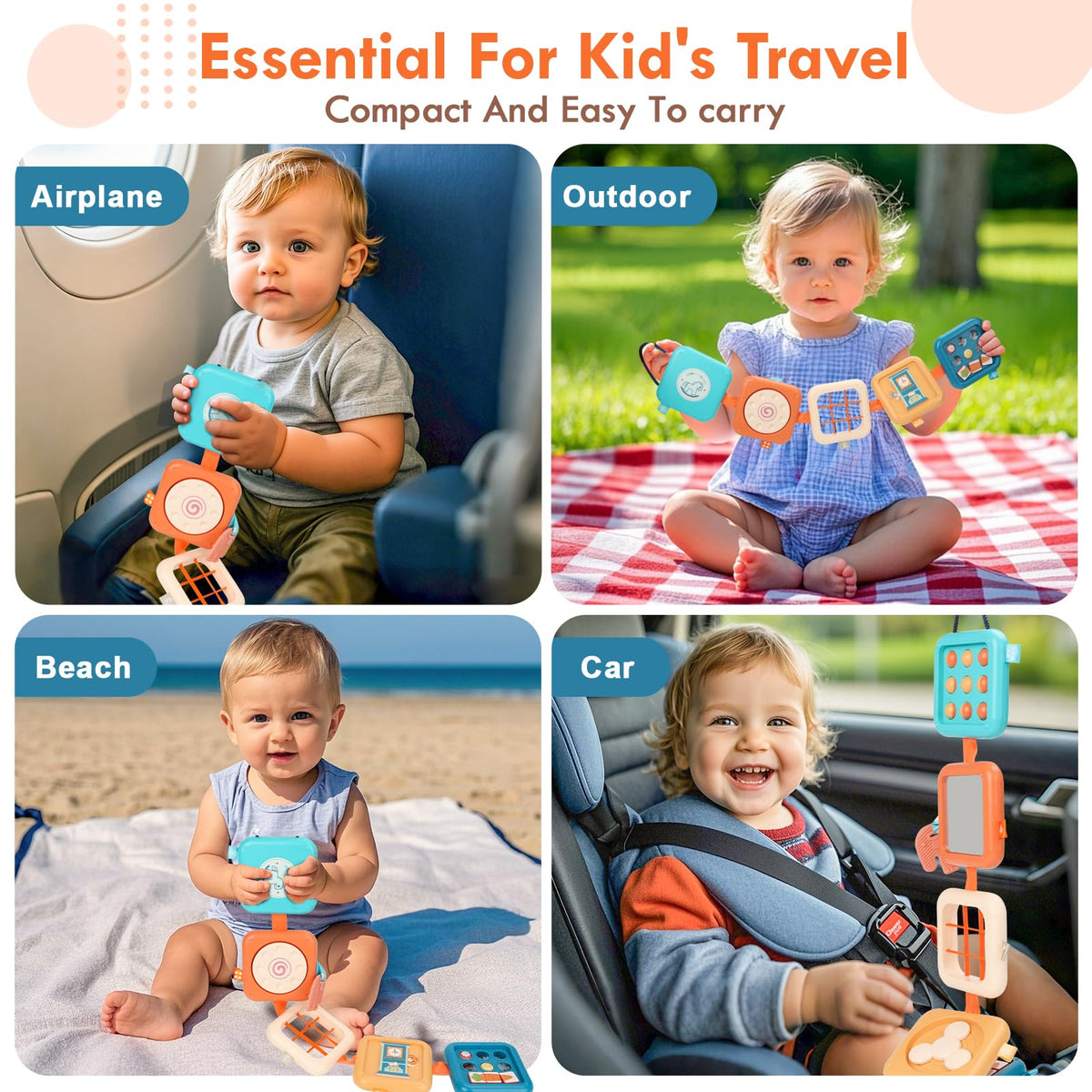 GRESEESM Montessori Busy Board for 1 Year Olds — Travel-Friendly Sensory & Motor Toy (Ages 1–3)