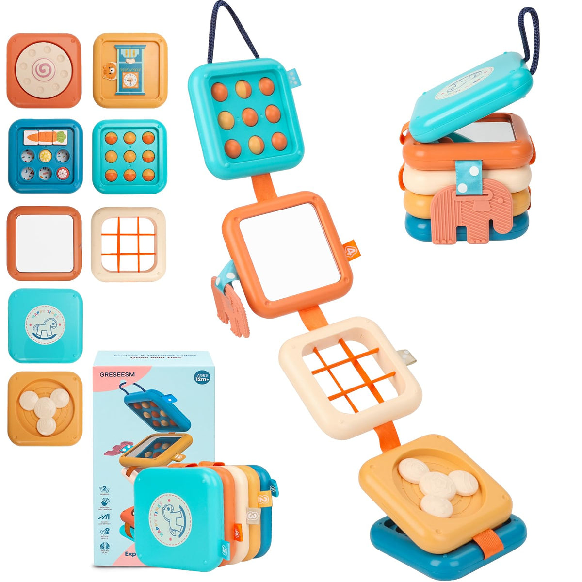 GRESEESM Montessori Busy Board for 1 Year Olds — Travel-Friendly Sensory & Motor Toy (Ages 1–3)