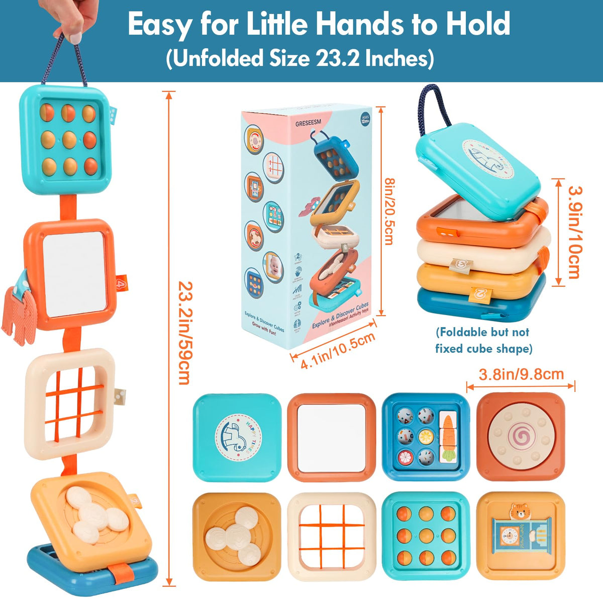 GRESEESM Montessori Busy Board for 1 Year Olds — Travel-Friendly Sensory & Motor Toy (Ages 1–3)