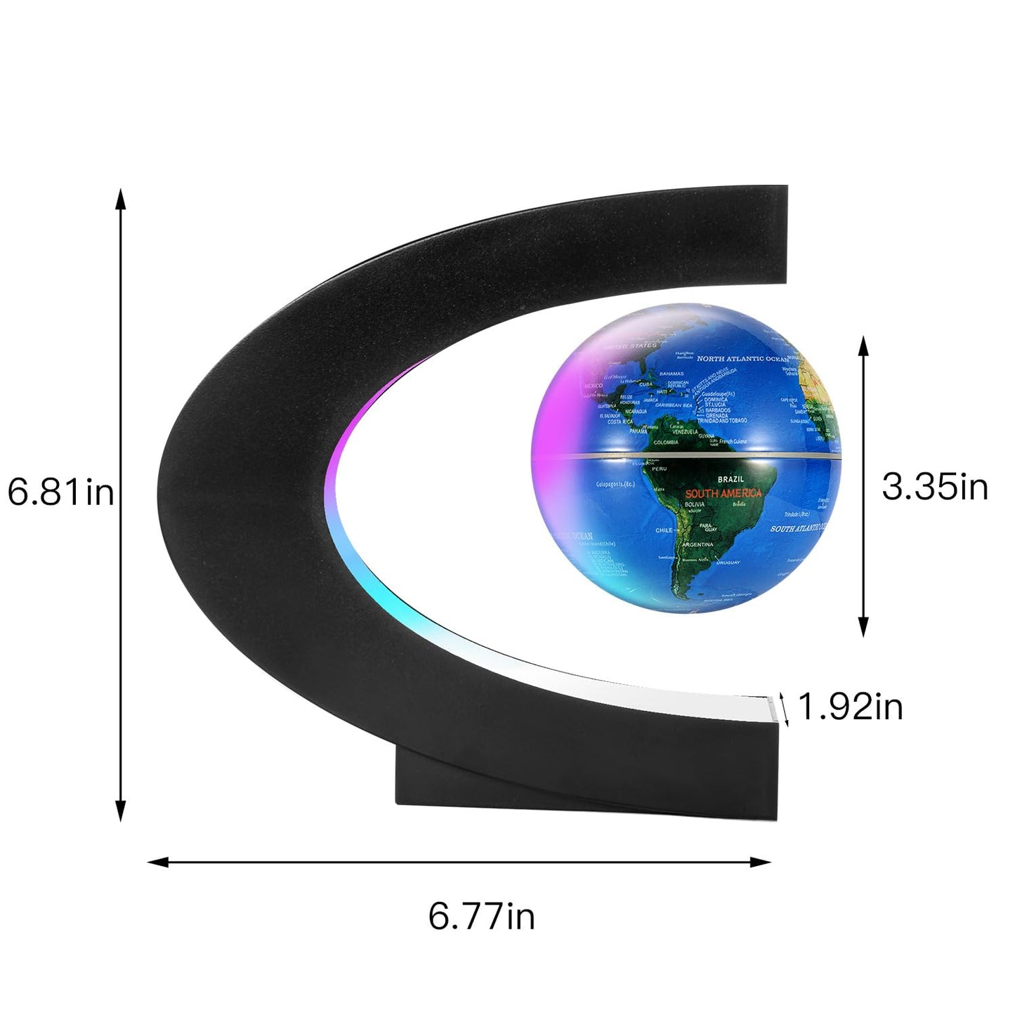 Gresus Magnetic Levitating World Map Globe with LED C-Frame – Modern Desk Decor Gift