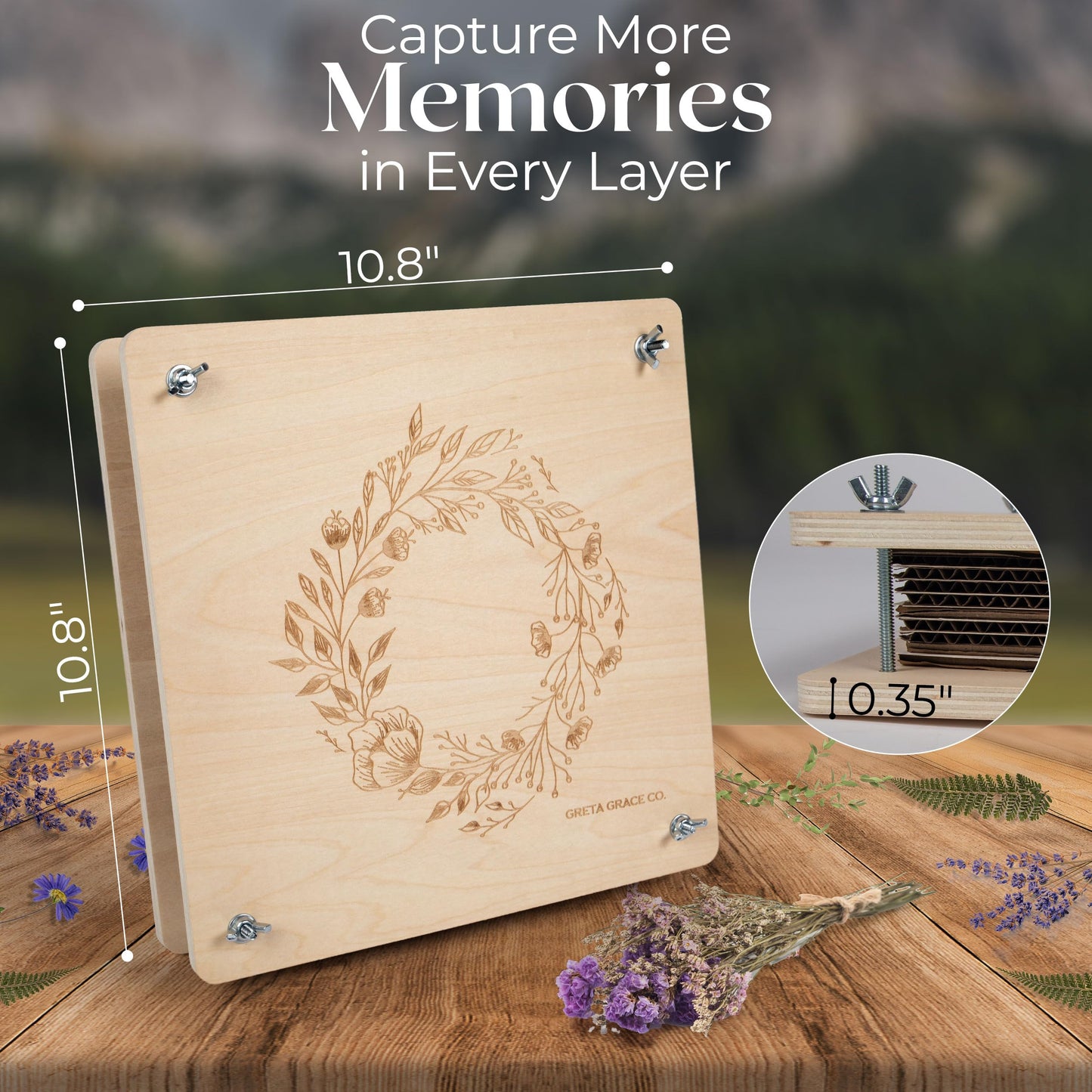 Greta Grace Co Extra Large Flower Press Kit | 11x11, 10 Layers, Tools & Bag