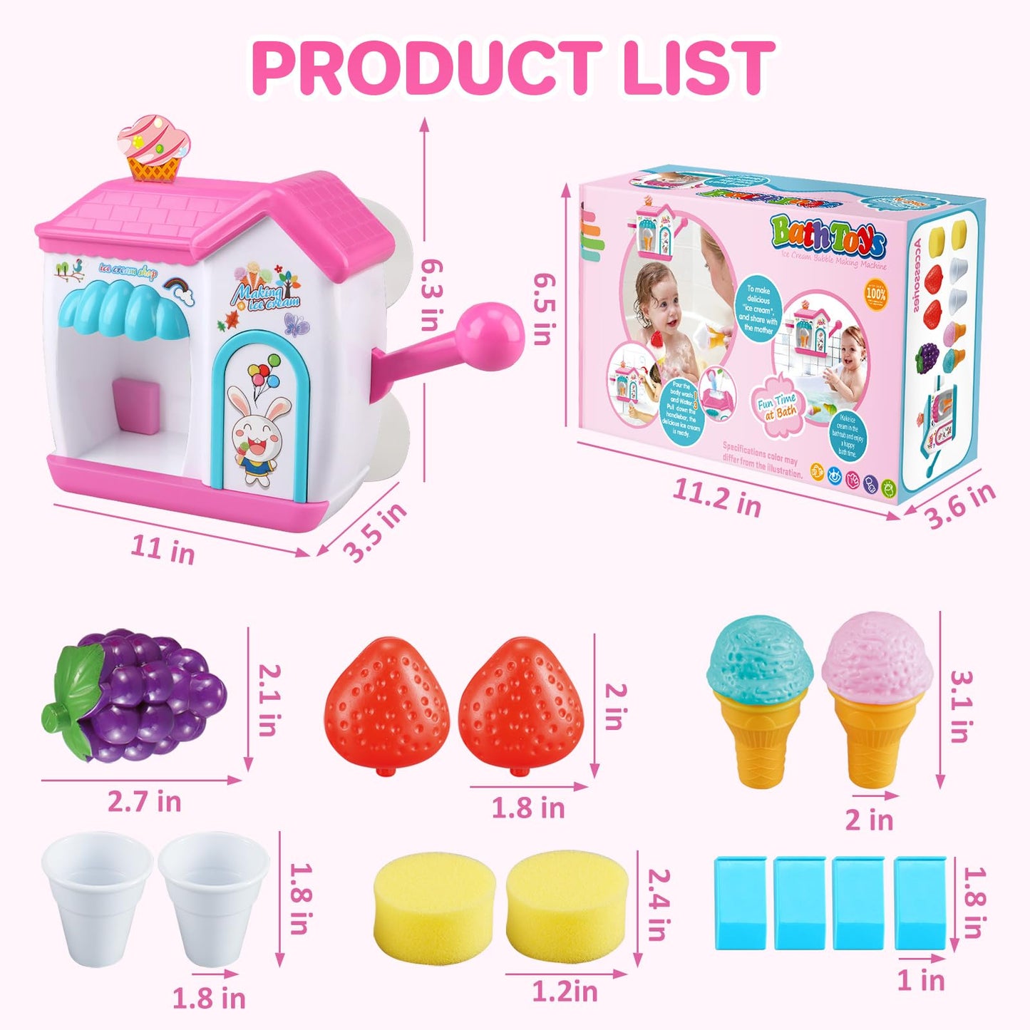 Gretex Bubble Ice Cream Maker Bath Toy for Toddlers and Kids – Fun Bath Time