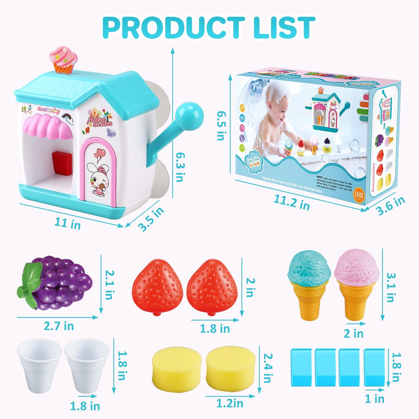 Gretex Bubble Ice Cream Maker Bath Toy for Toddlers and Kids 2-8 | Bubble Bath Fun