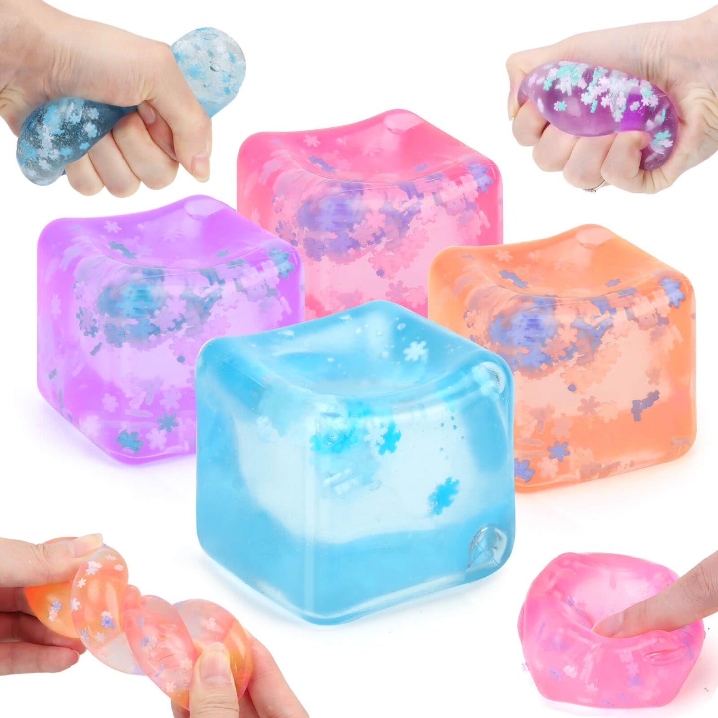 Gretex Ice Cube Fidget Toy – 4 Pack Soft Sensory Cubes for All Ages | Stress Relief & Focus