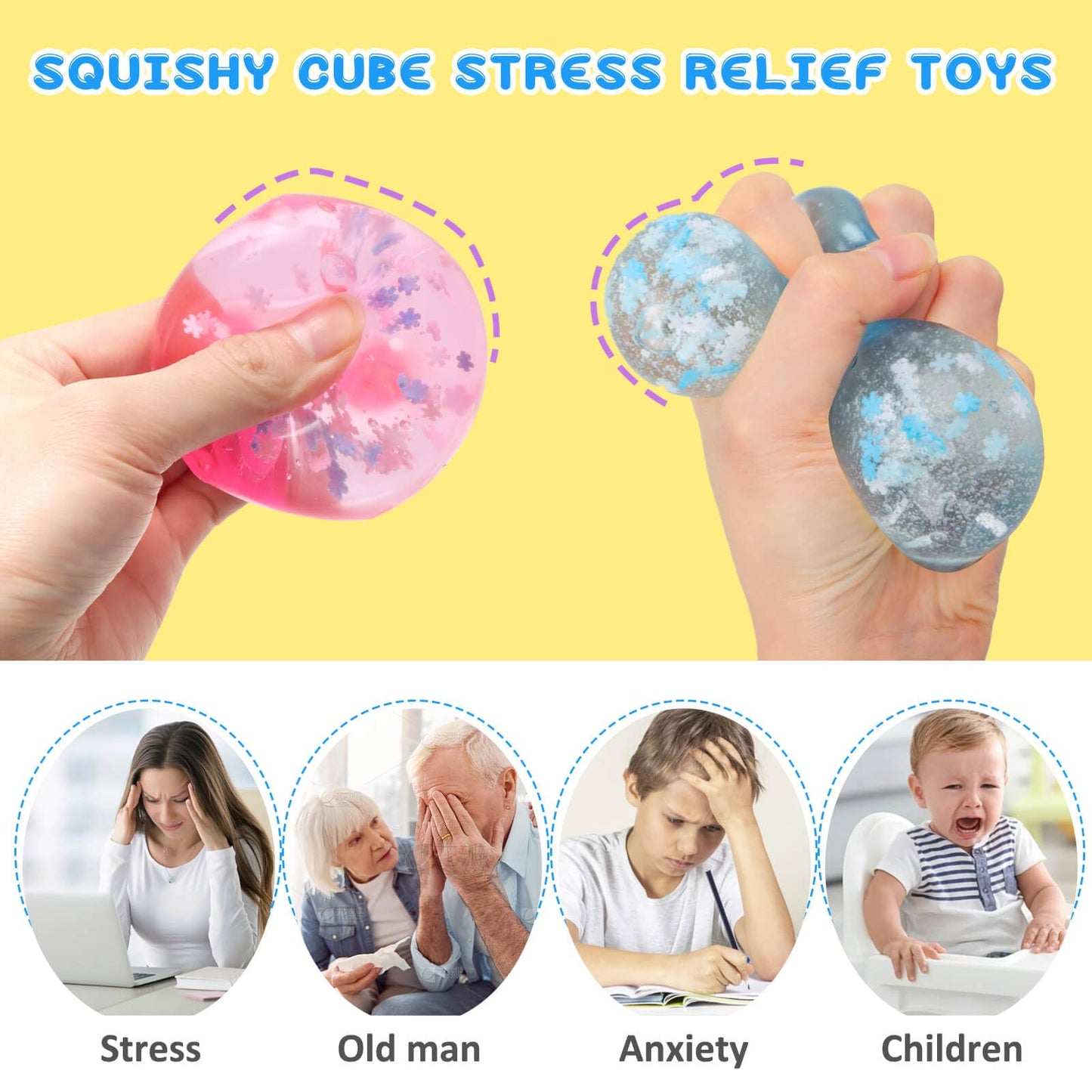 Gretex Ice Cube Fidget Toy – 4 Pack Soft Sensory Cubes for All Ages | Stress Relief & Focus