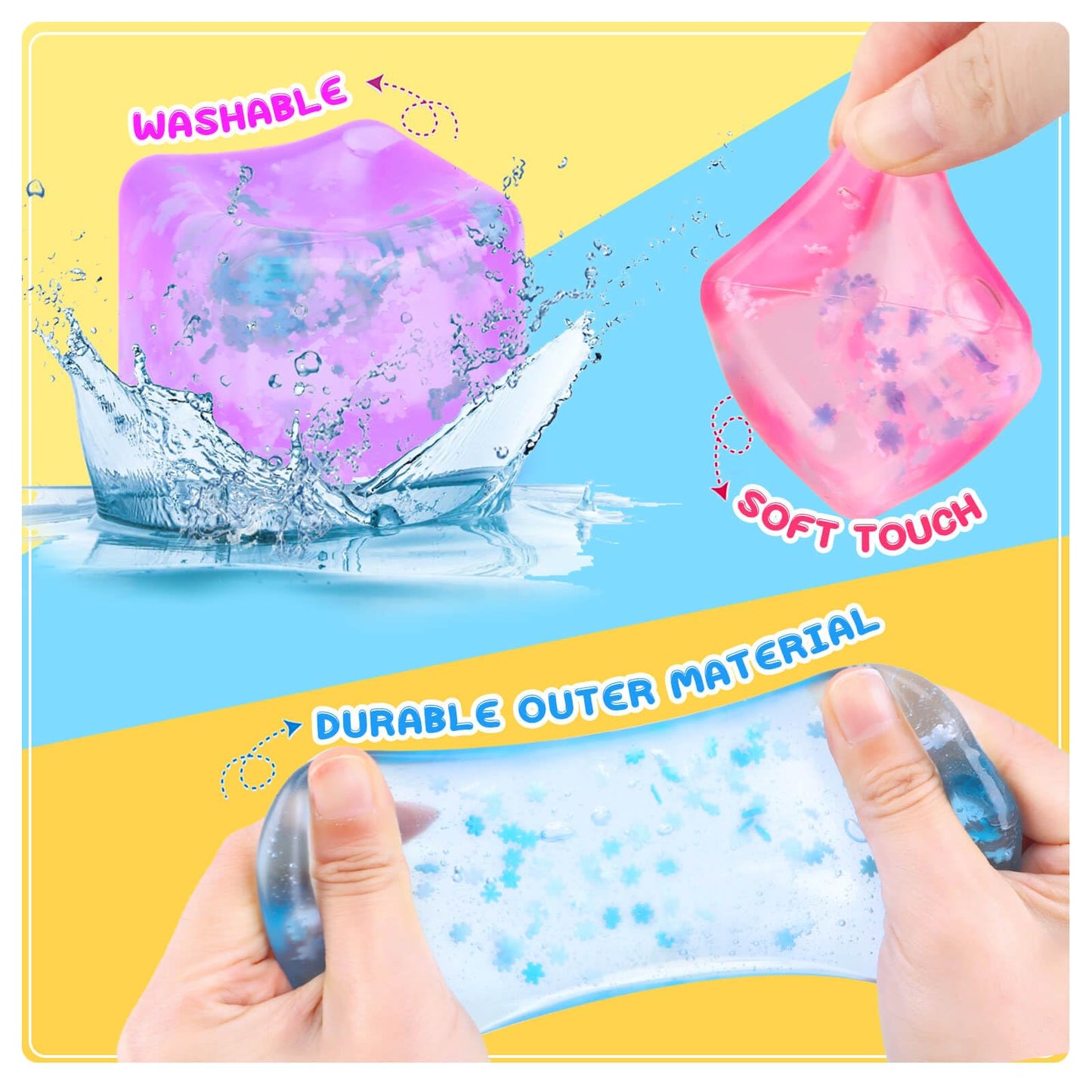 Gretex Ice Cube Fidget Toy – 4 Pack Soft Sensory Cubes for All Ages | Stress Relief & Focus