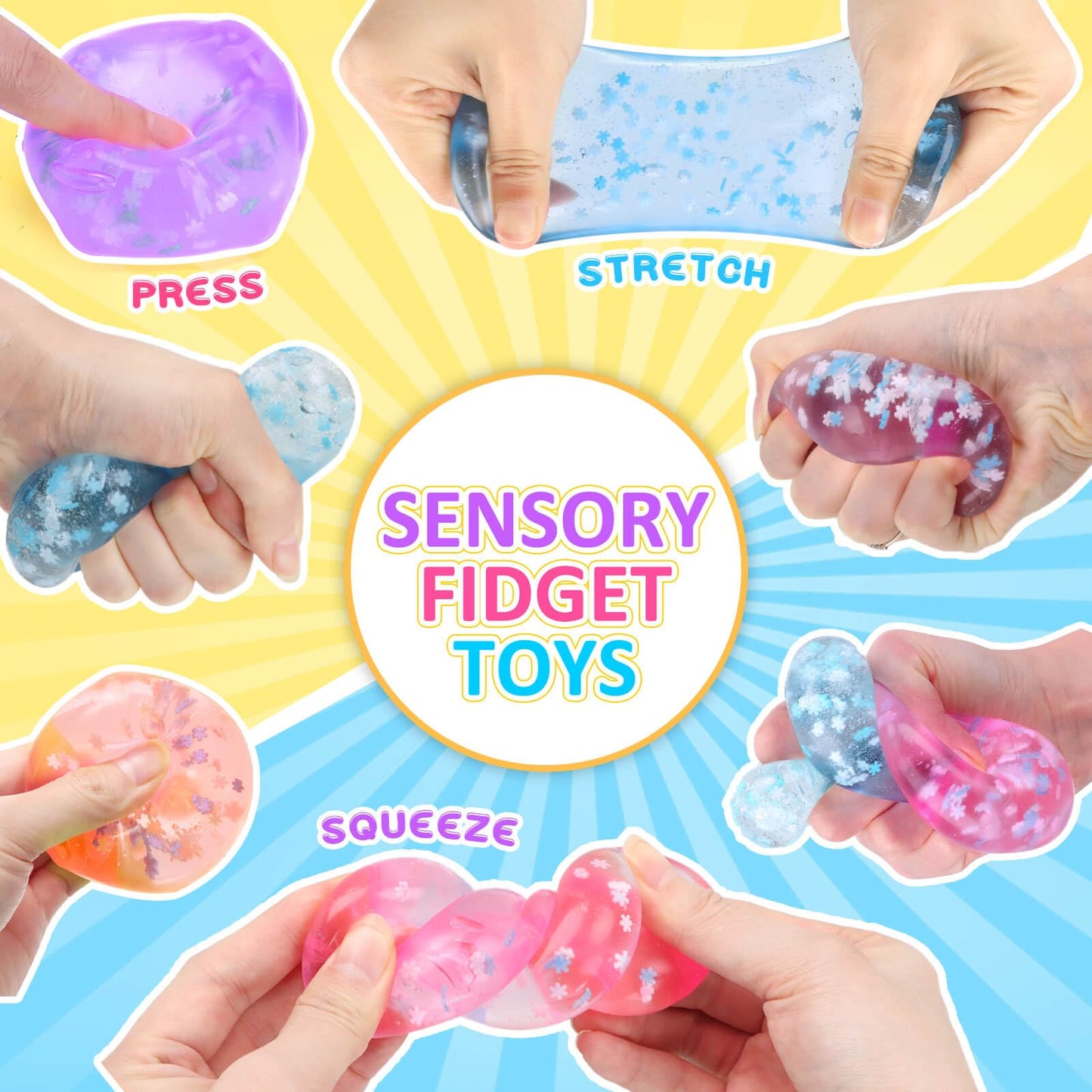 Gretex Ice Cube Fidget Toy – 4 Pack Soft Sensory Cubes for All Ages | Stress Relief & Focus