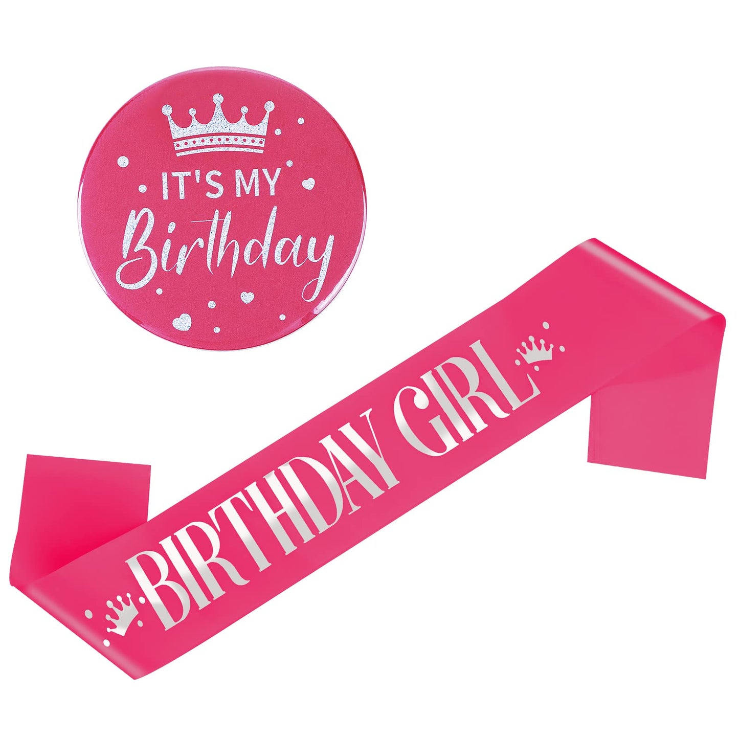 Grevosea Birthday Girl Decorations – Sash and Its My Birthday Badge for Kids Parties