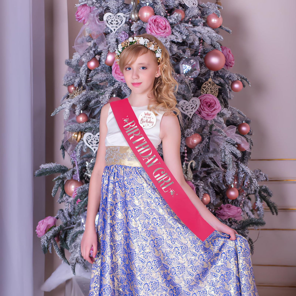 Grevosea Birthday Girl Decorations – Sash and Its My Birthday Badge for Kids Parties