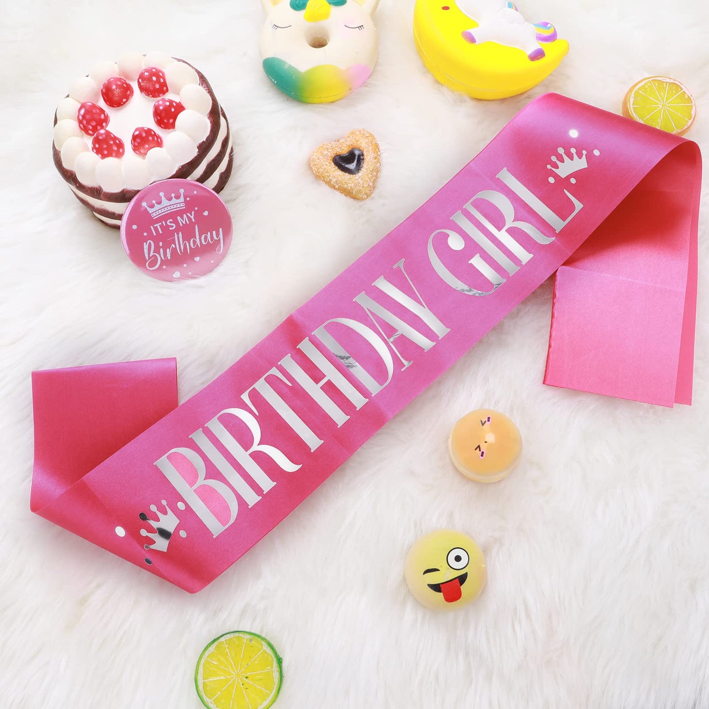 Grevosea Birthday Girl Decorations – Sash and Its My Birthday Badge for Kids Parties