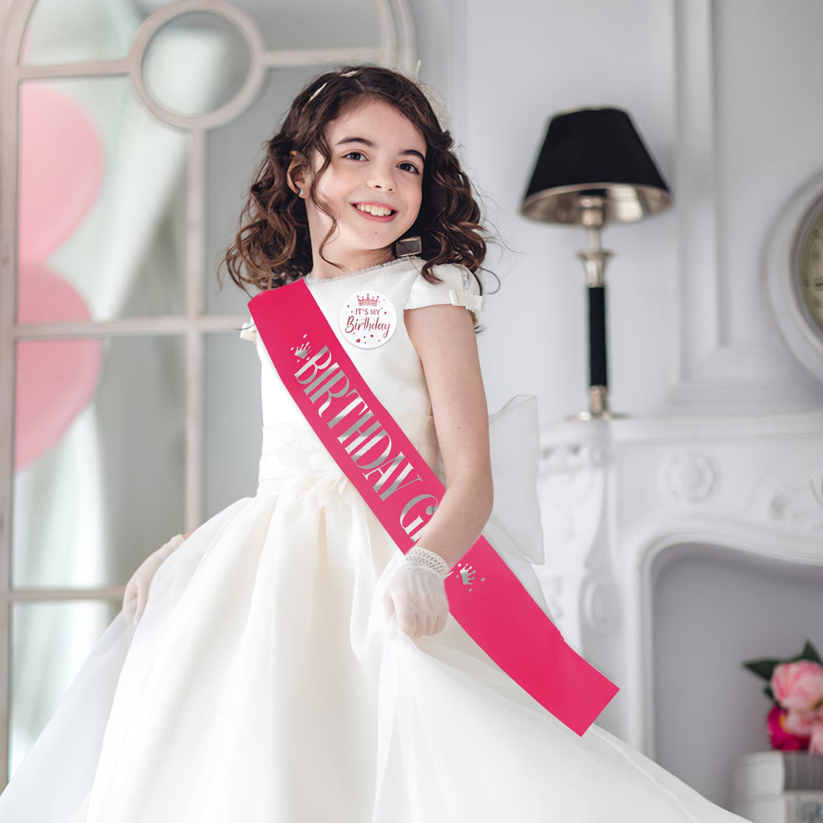 Grevosea Birthday Girl Decorations – Sash and Its My Birthday Badge for Kids Parties