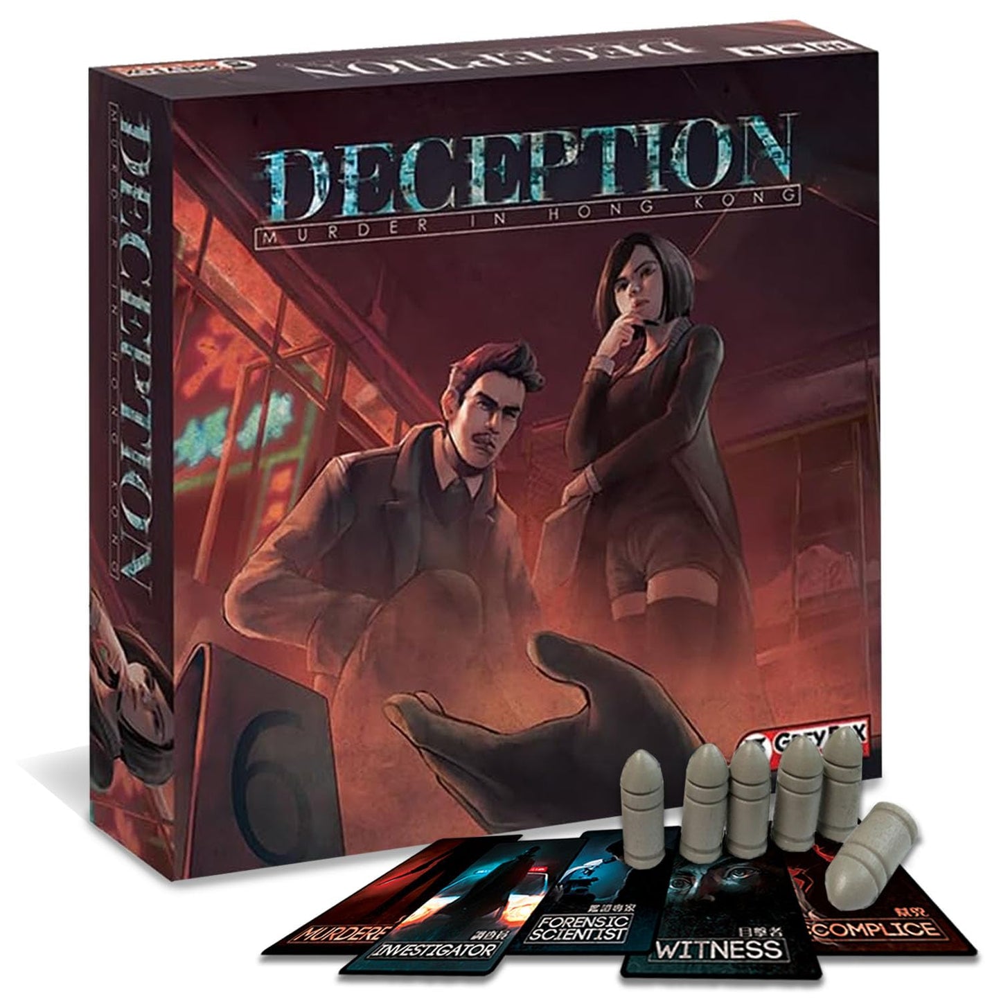 Grey Fox Games Deception: Murder in Hong Kong – Social Deduction Board Game | 4-12 Players | 20 Minutes