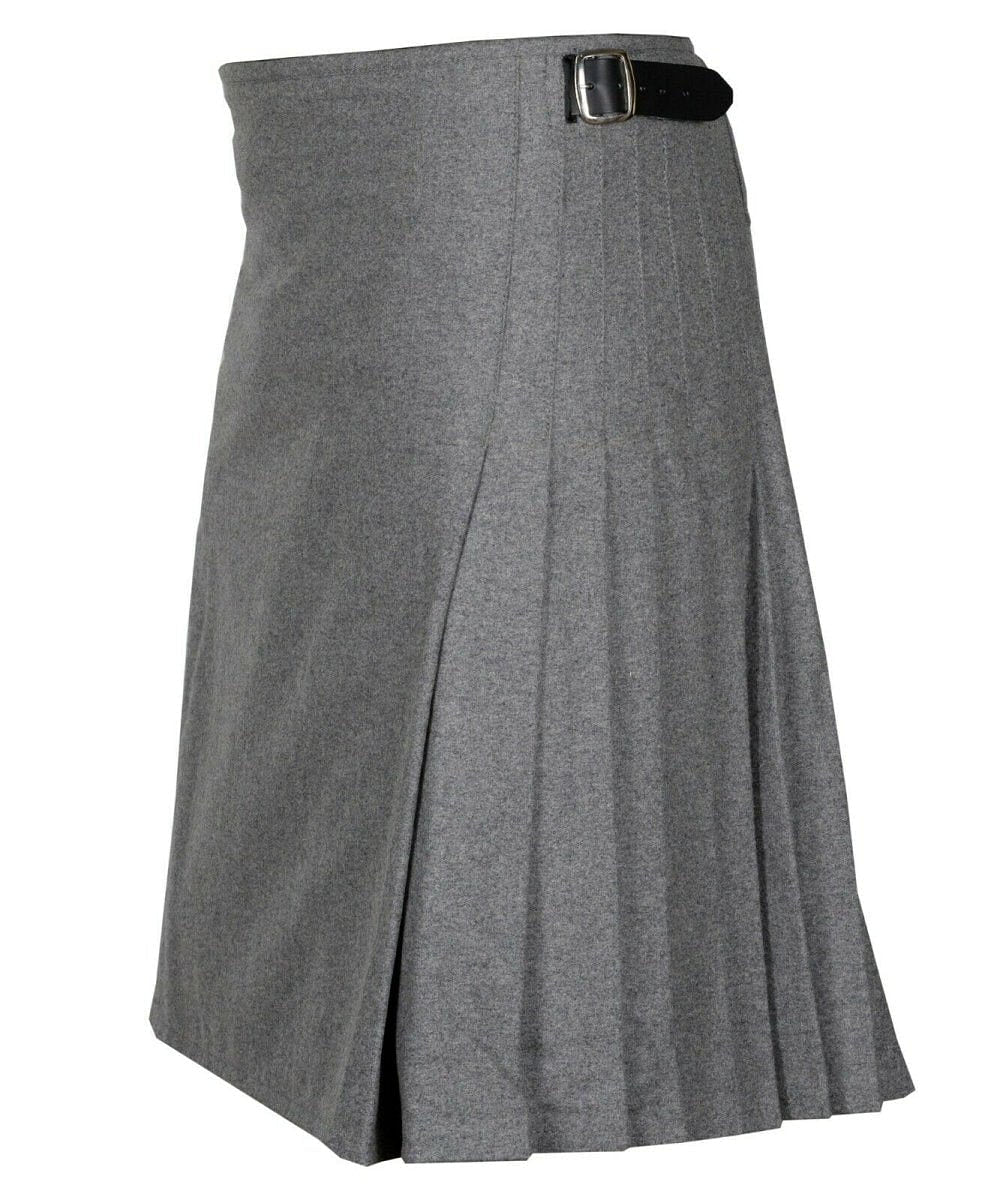 Grey Scottish Men's Traditional 8 Yard Kilt 100% Wool Kilt