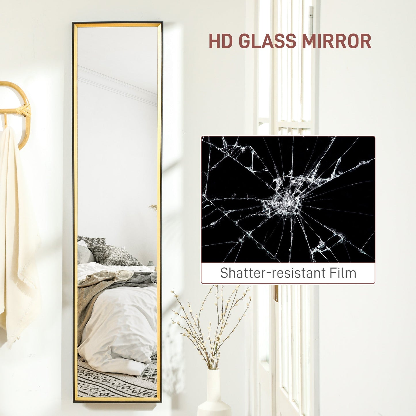 HOMCOM Full Length Mirror Wall Mount Leaning Standing Mirror, Black