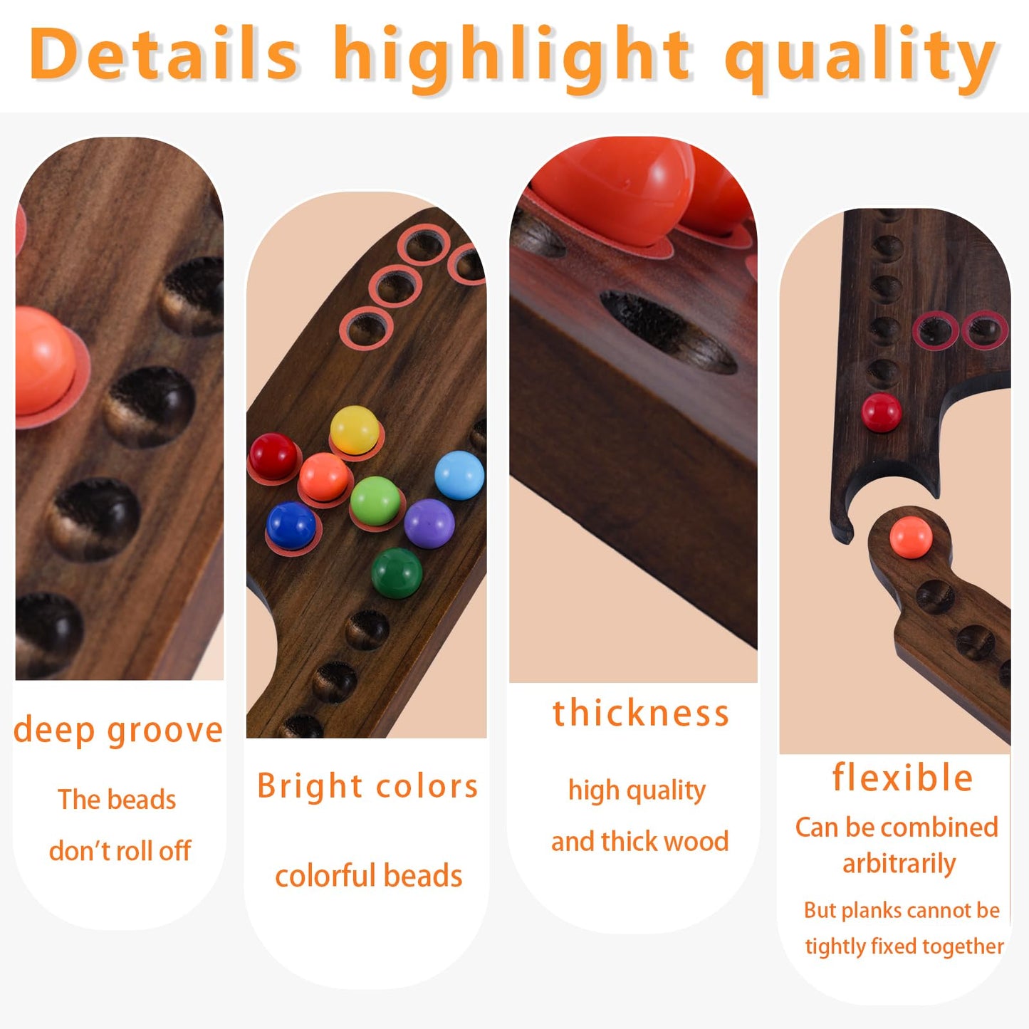 Grhonior Marbles & Jokers Board Game – Solid Pine, 2-8 Players, 8 Boards