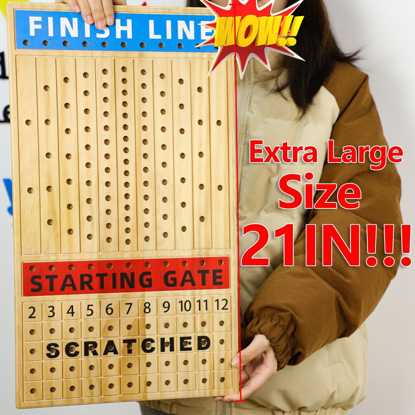 Grhonior 21-Inch Horse Racing Board Game with 11 Luxury Metal Horses – Finish LINE Race Board