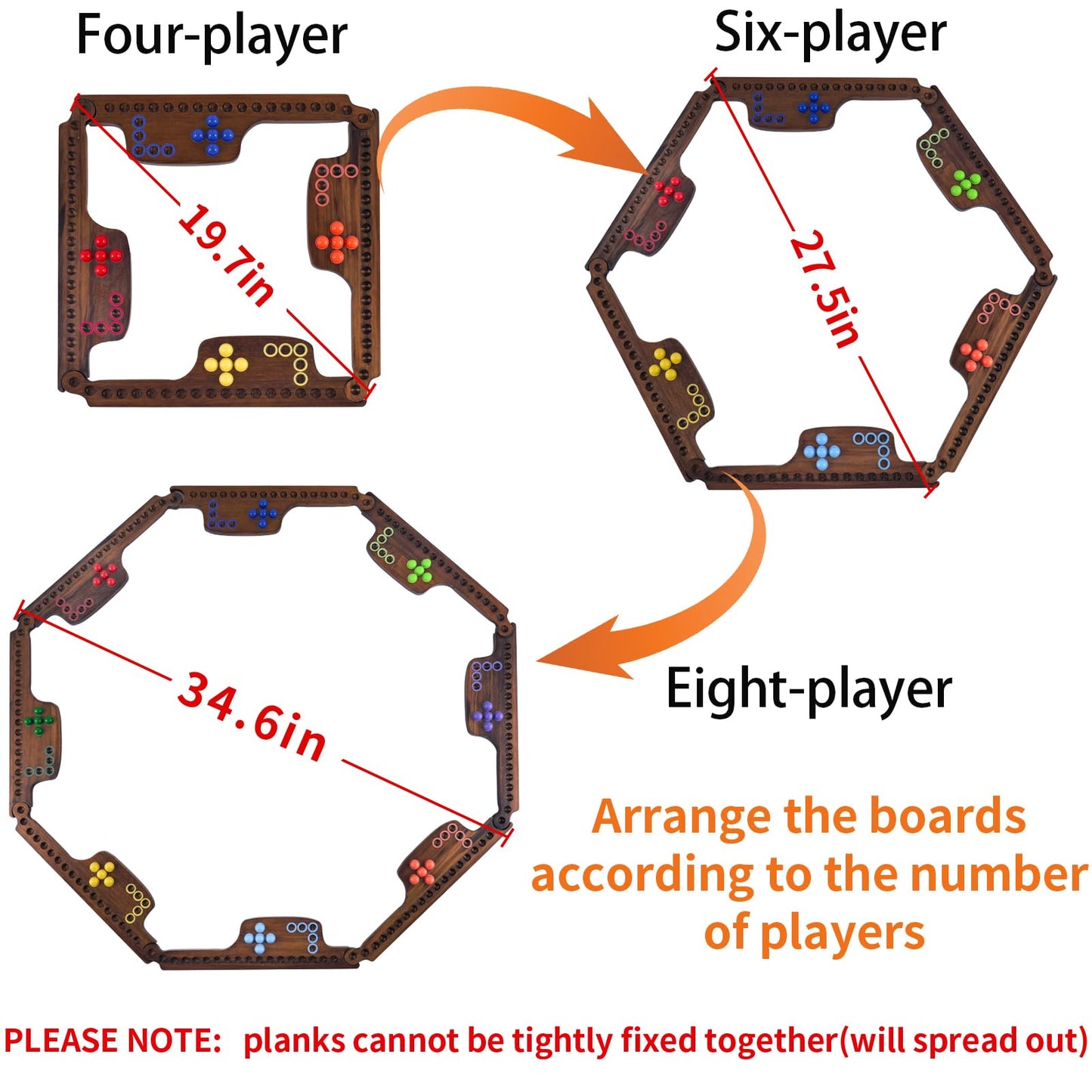 Grhonior Marbles & Jokers Board Game – Solid Pine, 2-8 Players, 8 Boards