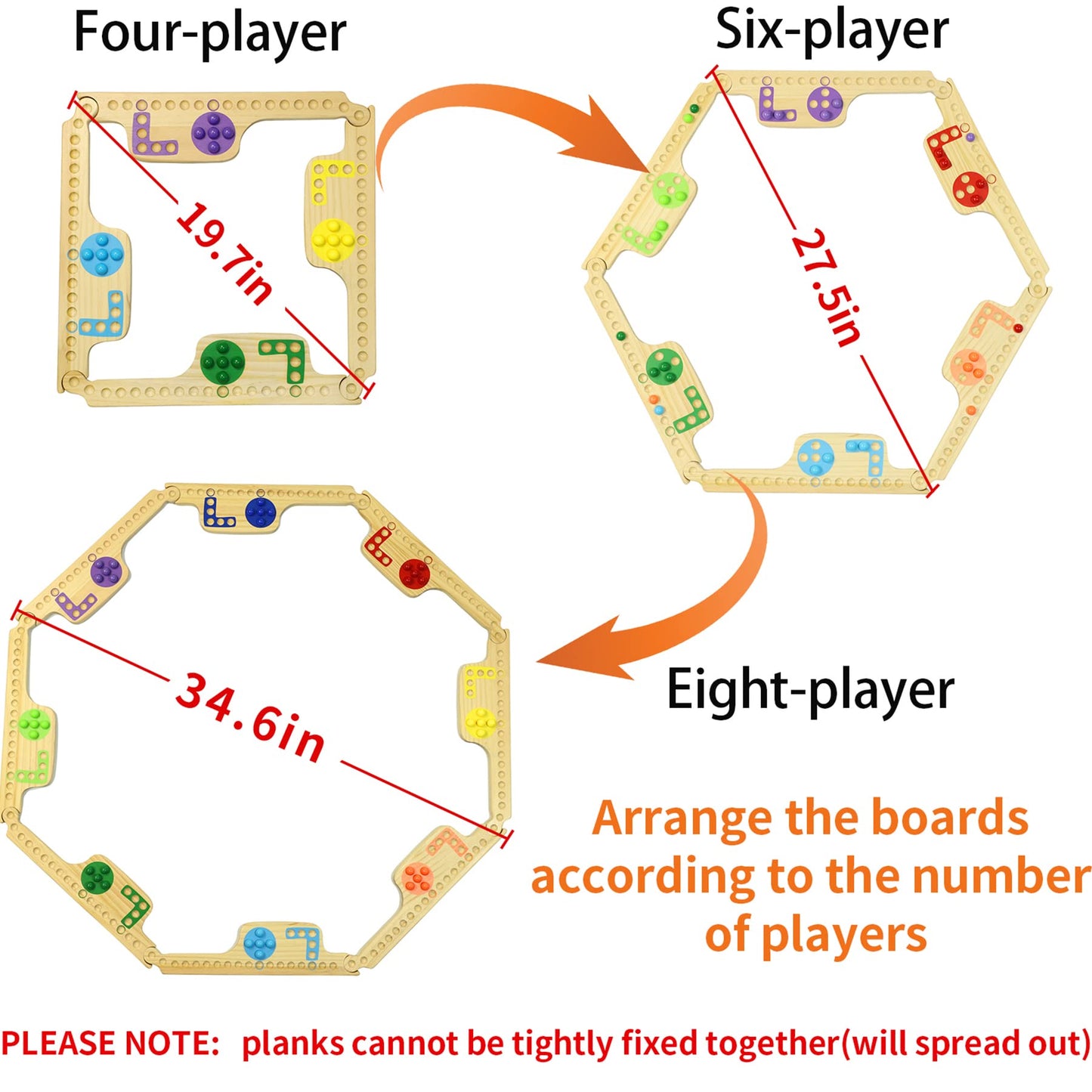 Grhonior Marbles & Jokers Board Game – Solid Pine Wood, 2-8 Players, 8 Boards, 40 Marbles