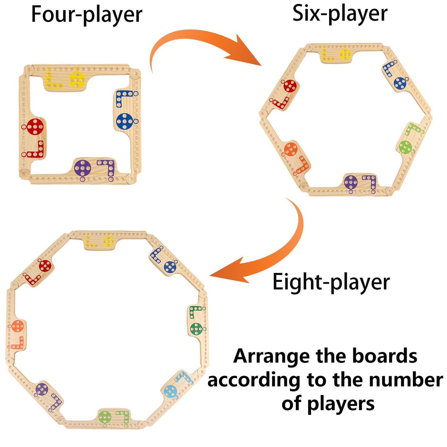 Grhonior Upgraded Interlocking Pegs and Jokers Board Game for 2-8 Players, Portable Family Night
