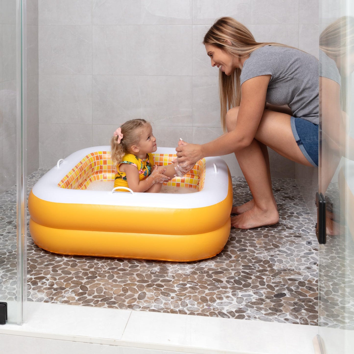 GRIP A POOL Baby & Toddler Pool with Cushioned Floor, Handles & Drain — 34x10 Square