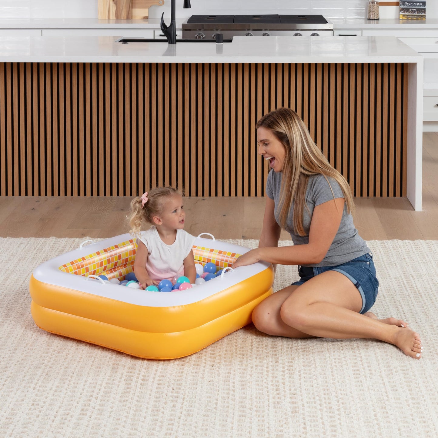 GRIP A POOL Baby & Toddler Pool with Cushioned Floor, Handles & Drain — 34x10 Square