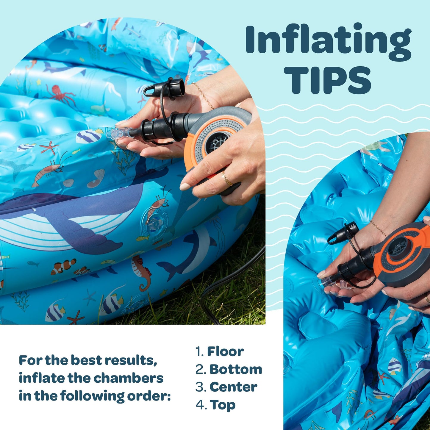 GRIP A POOL Inflatable Kiddie Pool 48x12in – Toddler Round Pool for Outdoor Water Play