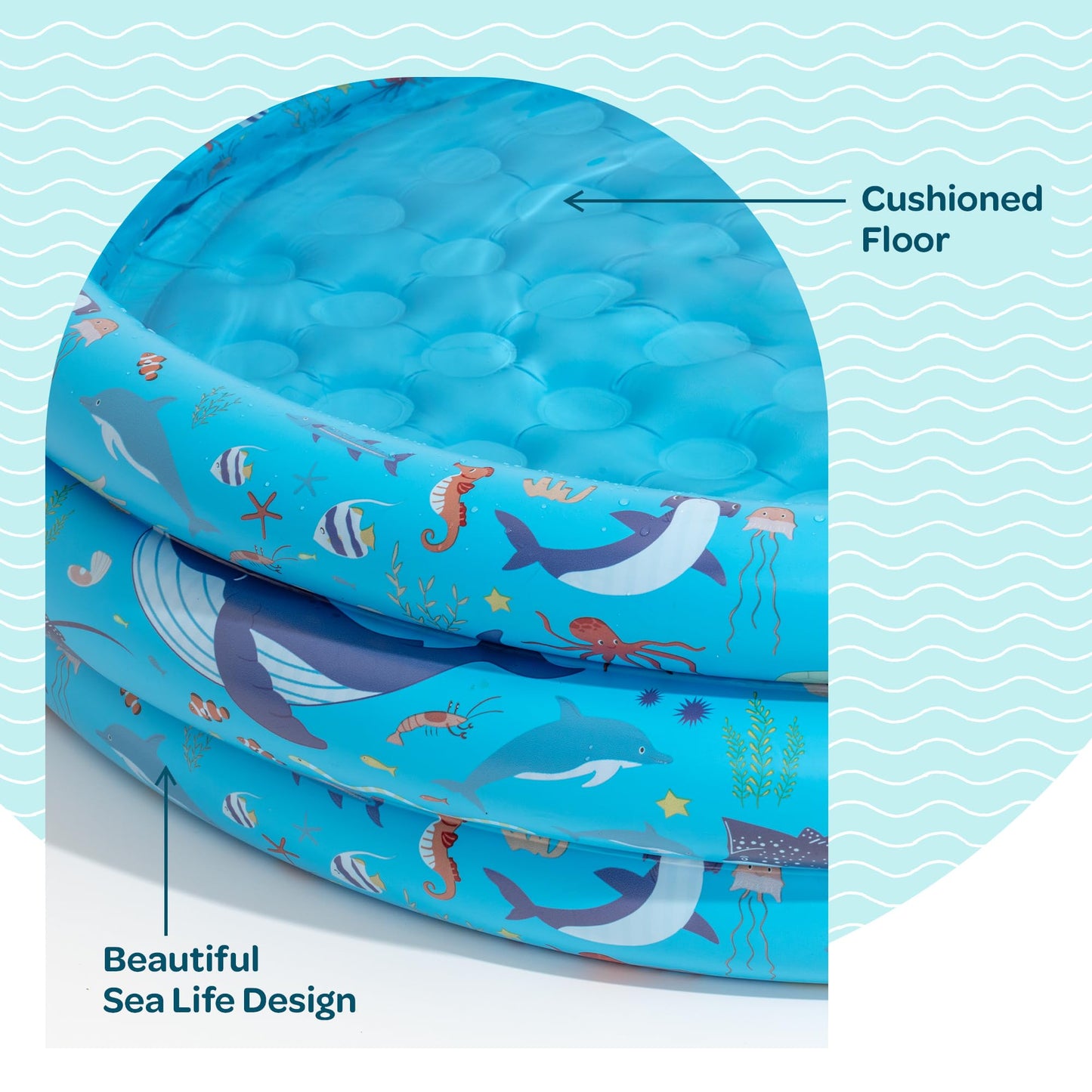GRIP A POOL Inflatable Kiddie Pool 48x12in – Toddler Round Pool for Outdoor Water Play