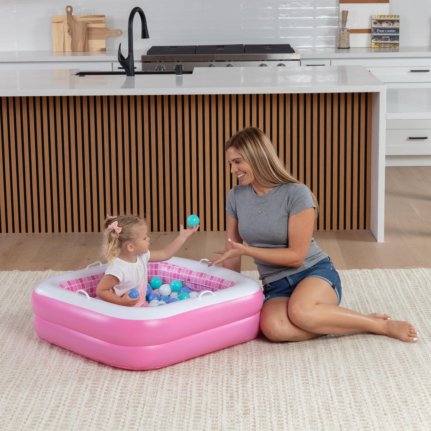 GRIP A POOL Inflatable Baby Pool for Toddlers 1-3 — 34x10 in, Handles, Soft Floor, Drain