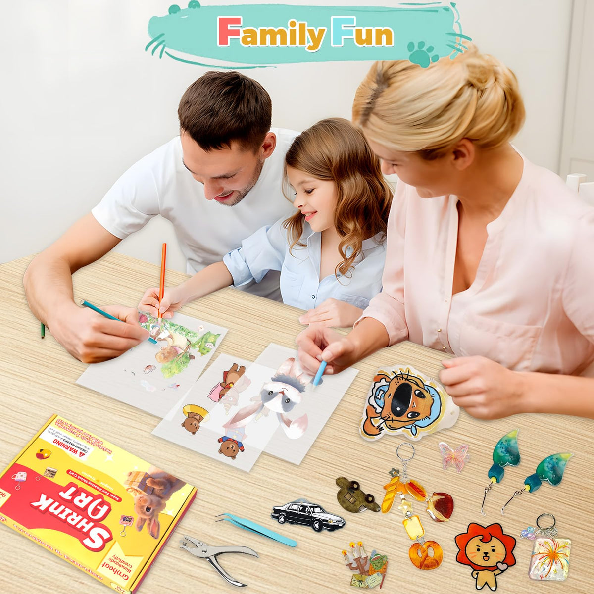 Grnheat 213 Shrinky Sheets Keychain Kit – 20 Sheets, Tassels, Key Rings & Accessories
