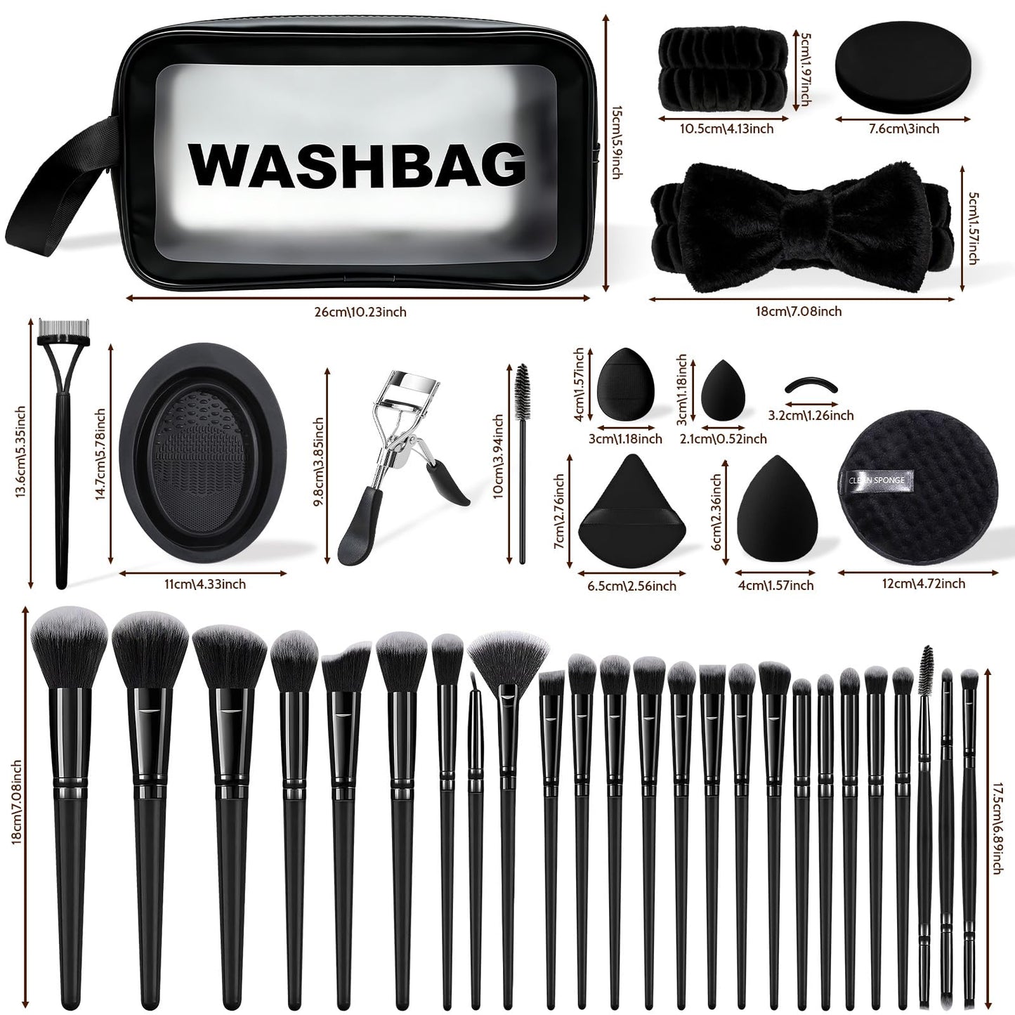Grnheat 73-Piece Makeup Brush Kit | Pro Set with Case, Sponges & Puffs