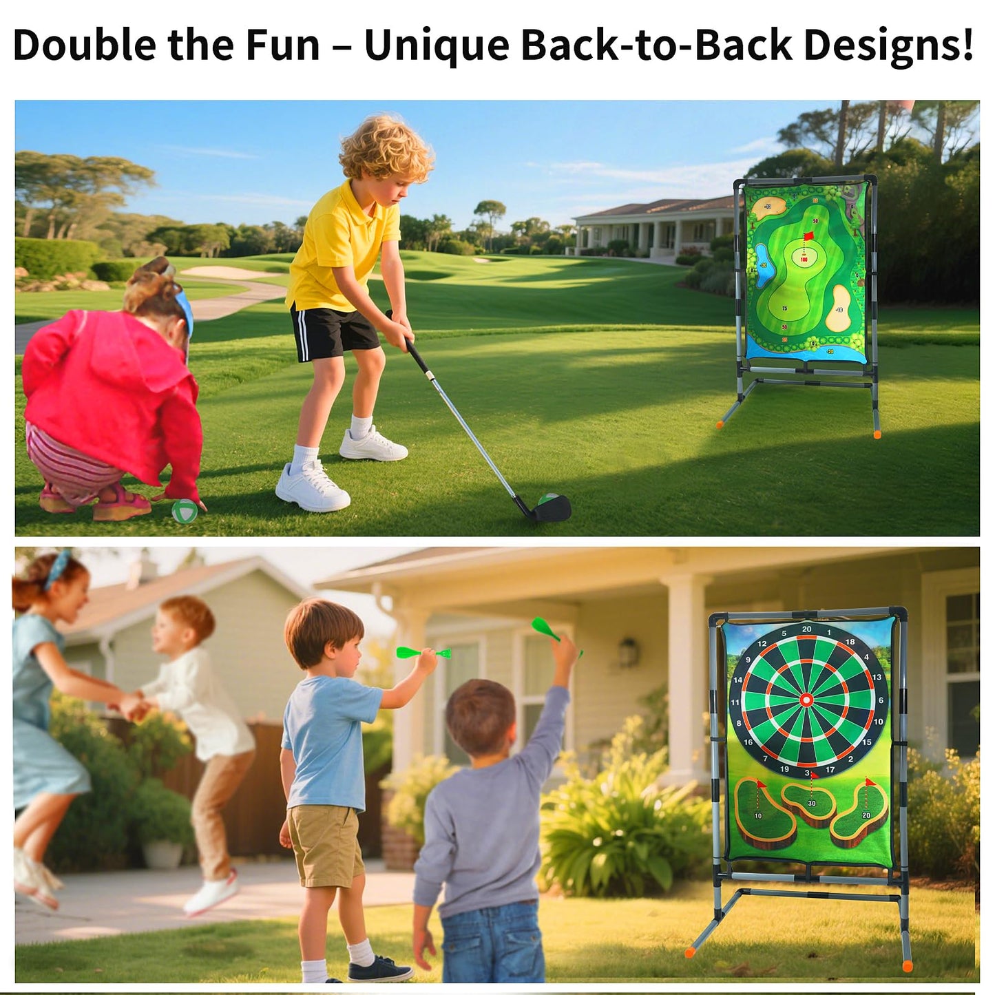 grnpeak Golf Chipping Game with Stand — 4-in-1 Multi-Sport Practice Set for Backyard, Indoor & Outdoor