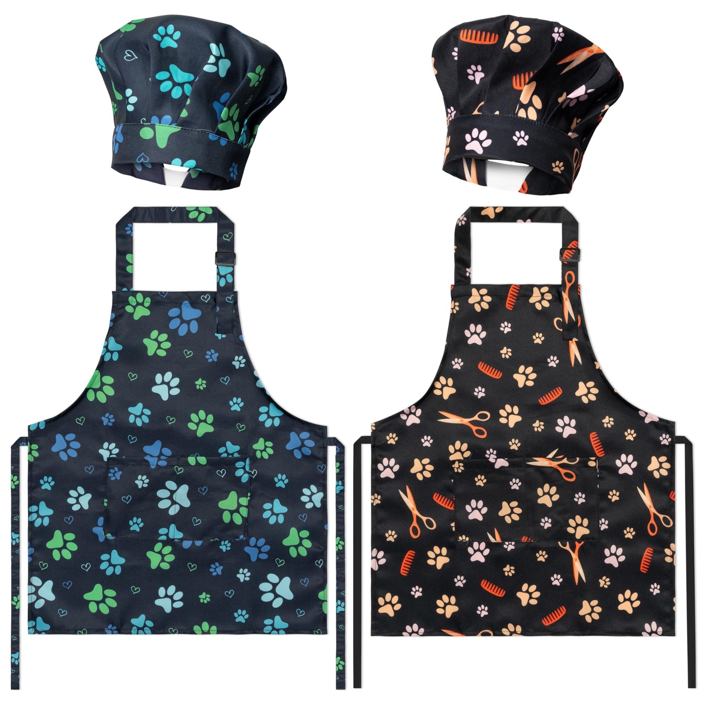 GROBRO7 4-Piece Kids Apron & Chef Hat Set – Adjustable, Waterproof, Ages 3-6