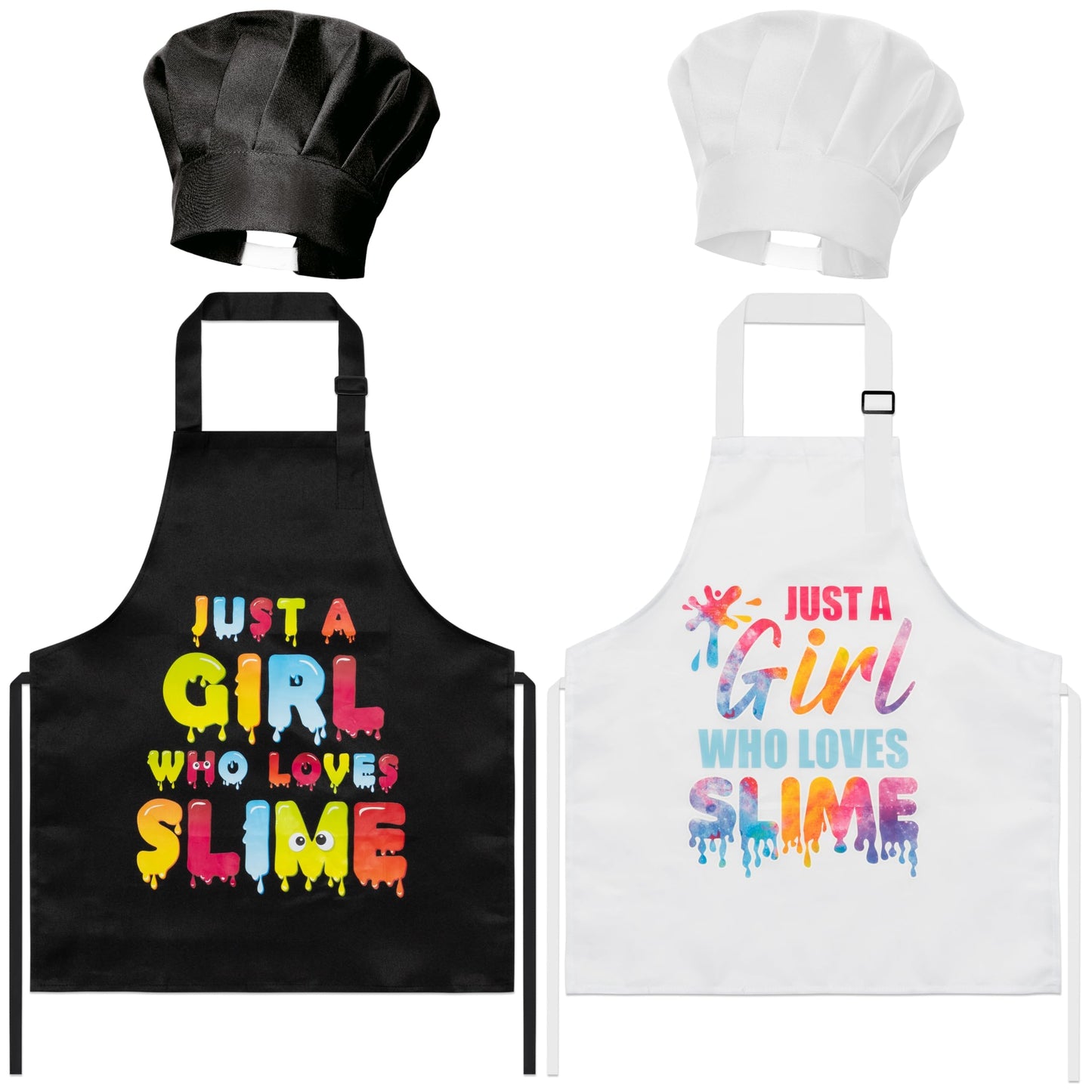 GROBRO7 Kids Apron & Chef Hat Set Just A Girl Who Loves Slime Waterproof & Adjustable