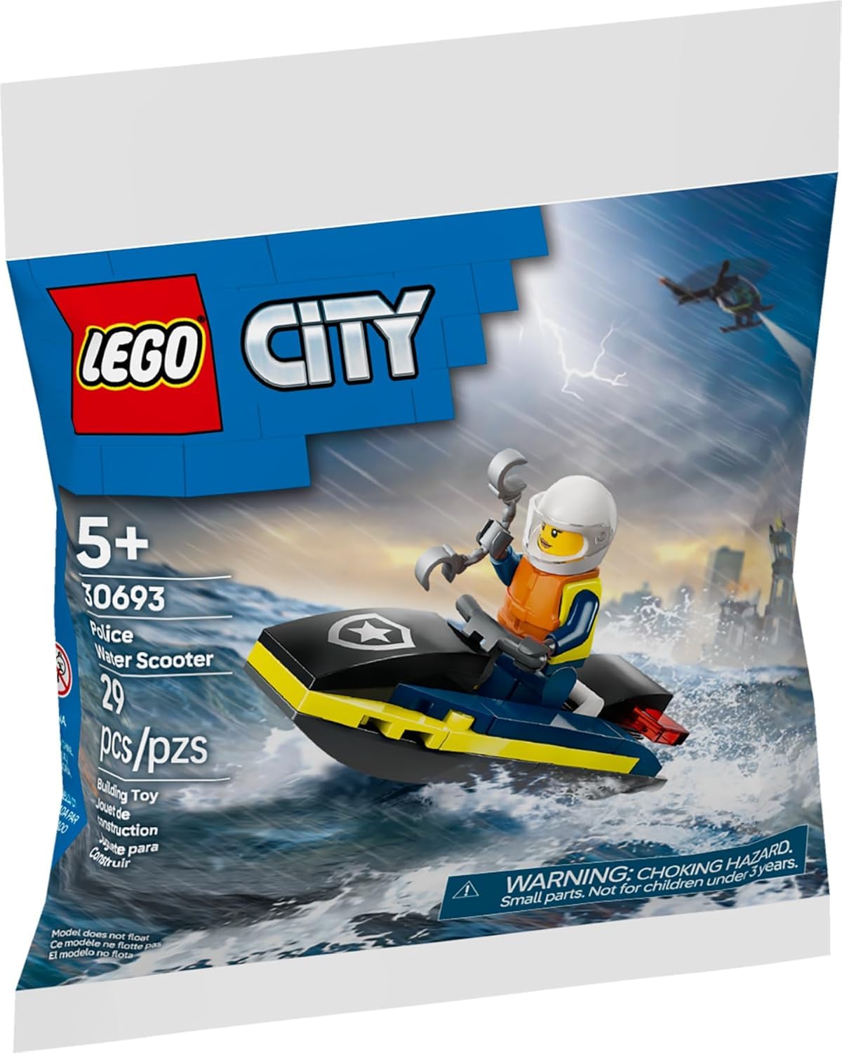 Growing Tree Toys LEGO City Police Water Scooter 30693 – Build & Play Patrol