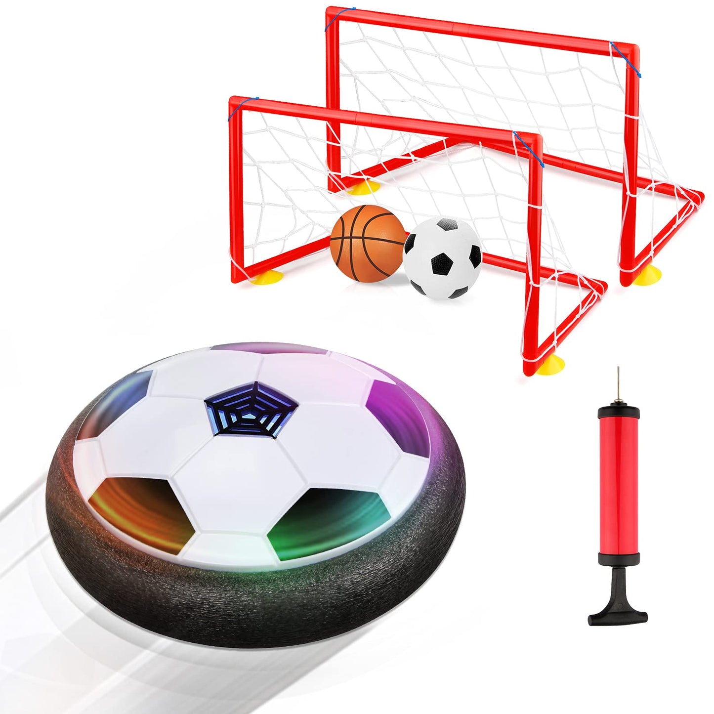 Growsland Hover Soccer Ball with 2 Goals - LED Indoor Soccer Toy