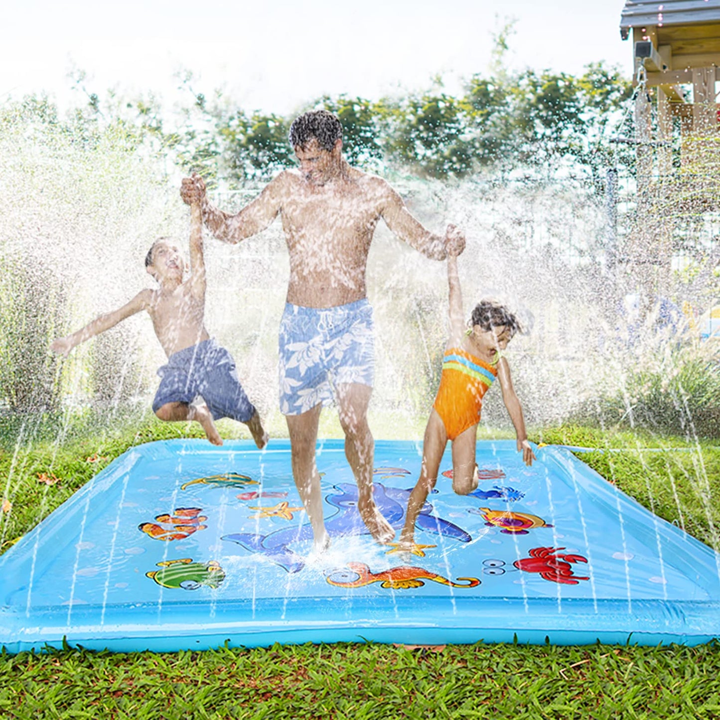 Growsland Splash Pad for Toddlers — 67-Inch Outdoor Water Sprinkler Play Mat for Kids 3–9 | Easy Setup & Safe PVC