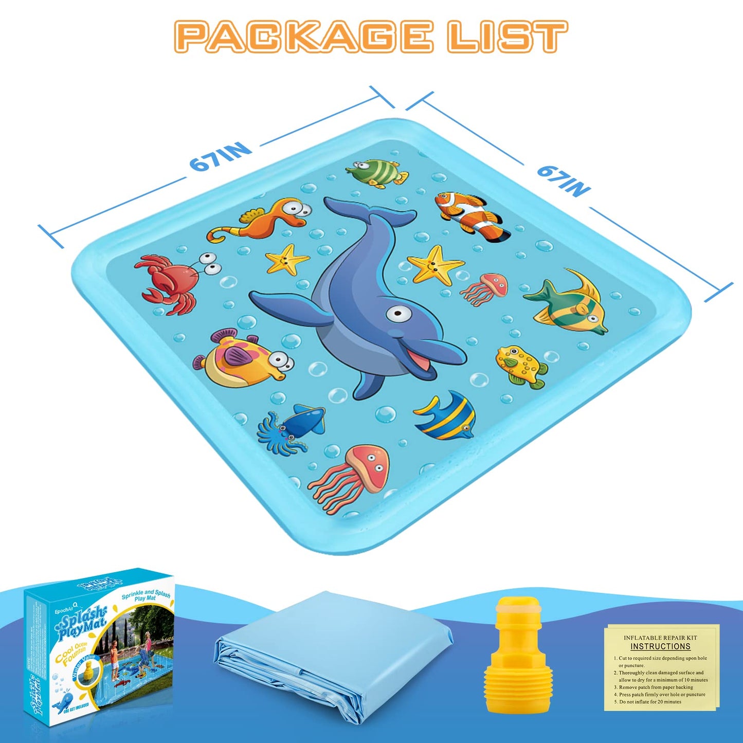 Growsland Splash Pad for Toddlers — 67-Inch Outdoor Water Sprinkler Play Mat for Kids 3–9 | Easy Setup & Safe PVC