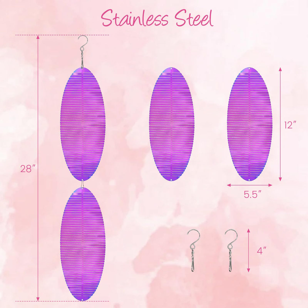 GRPWWT Wind Spinners Outdoor 24in – 3D Helix Whirl Gradient Rainbow Stainless Steel Garden Decor