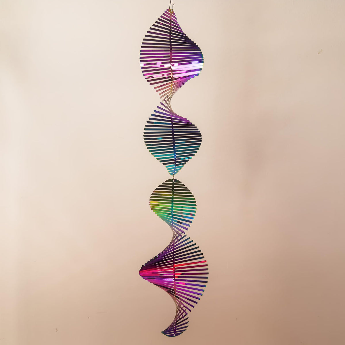GRPWWT Wind Spinners Outdoor 24in – 3D Helix Whirl Gradient Rainbow Stainless Steel Garden Decor