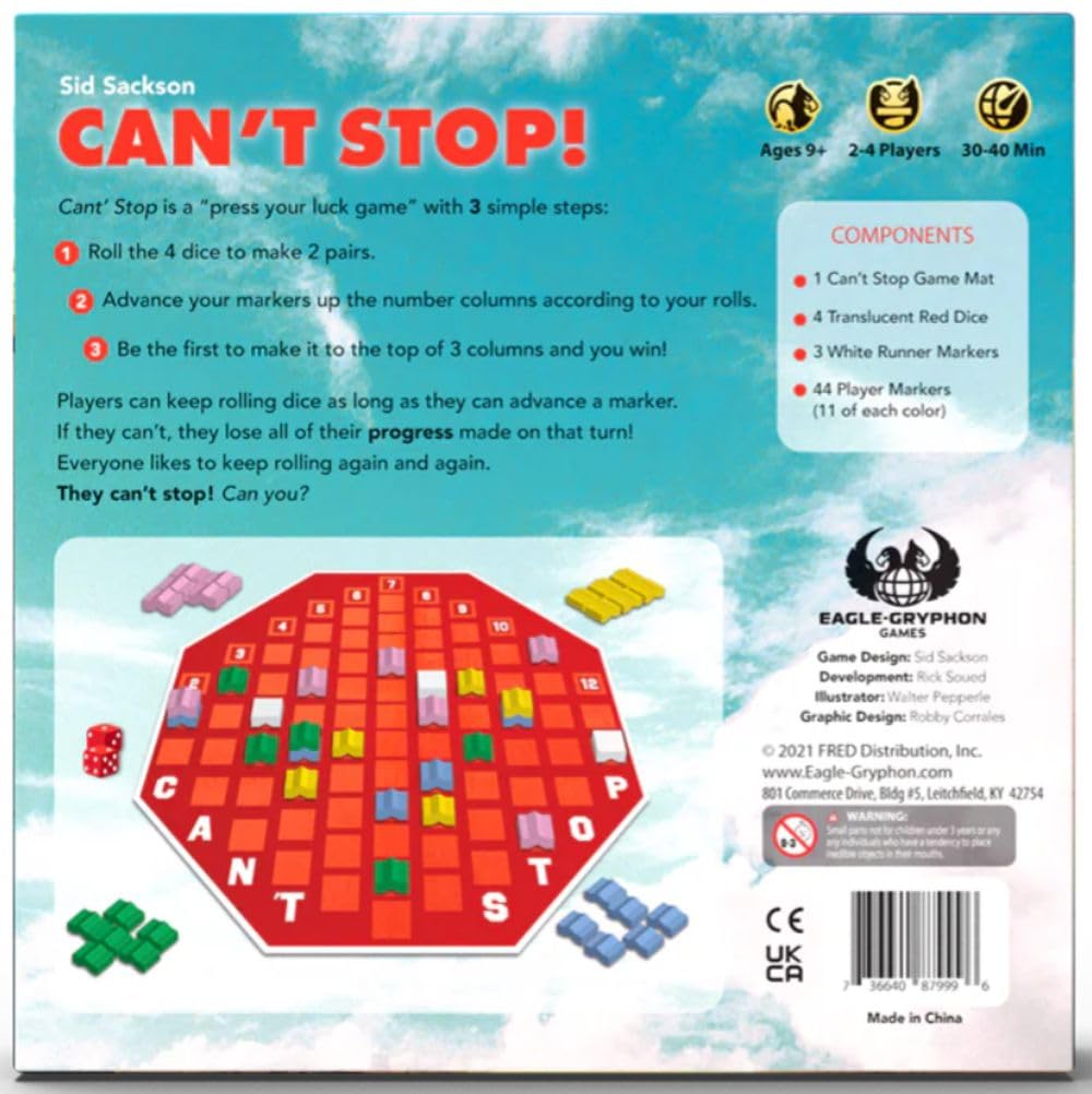 Cant Stop by Gryphon Games – Classic Sid Sackson Dice Game