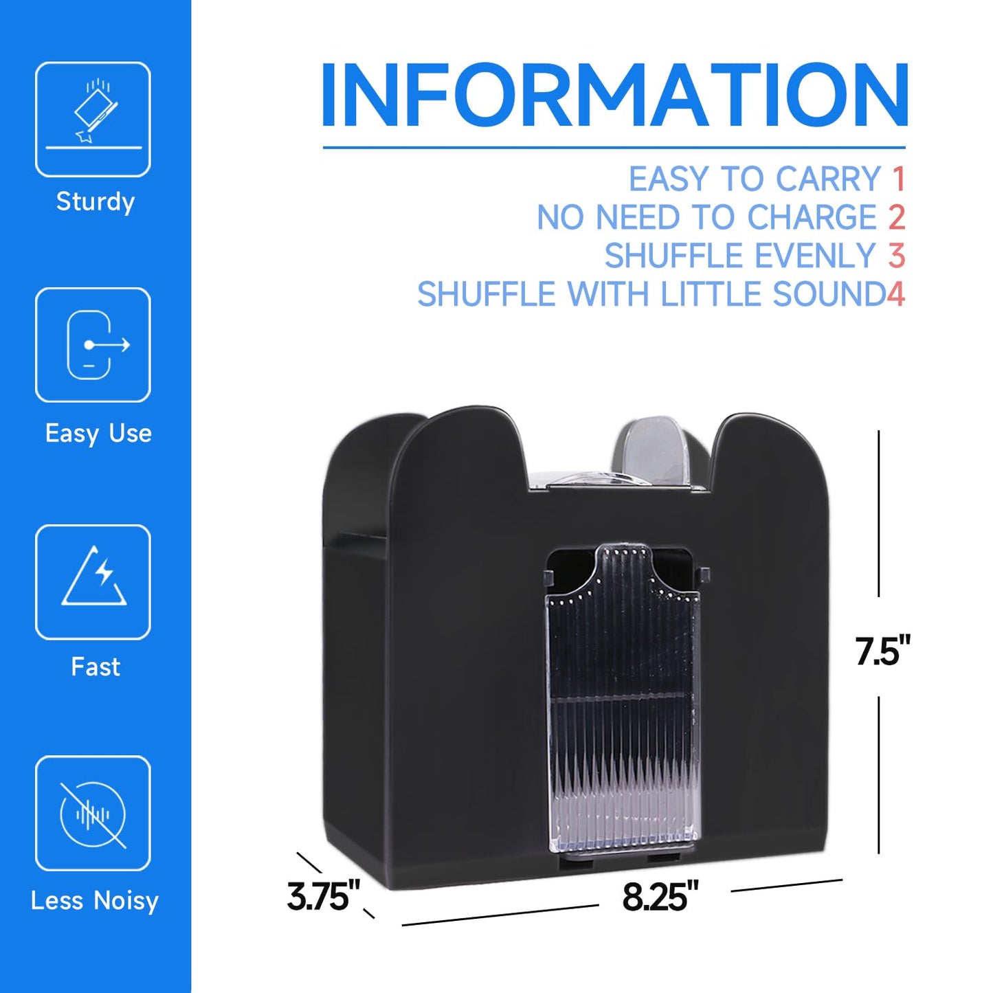 GSE 6-Deck Automatic Card Shuffler – Battery-Operated Shuffling Machine