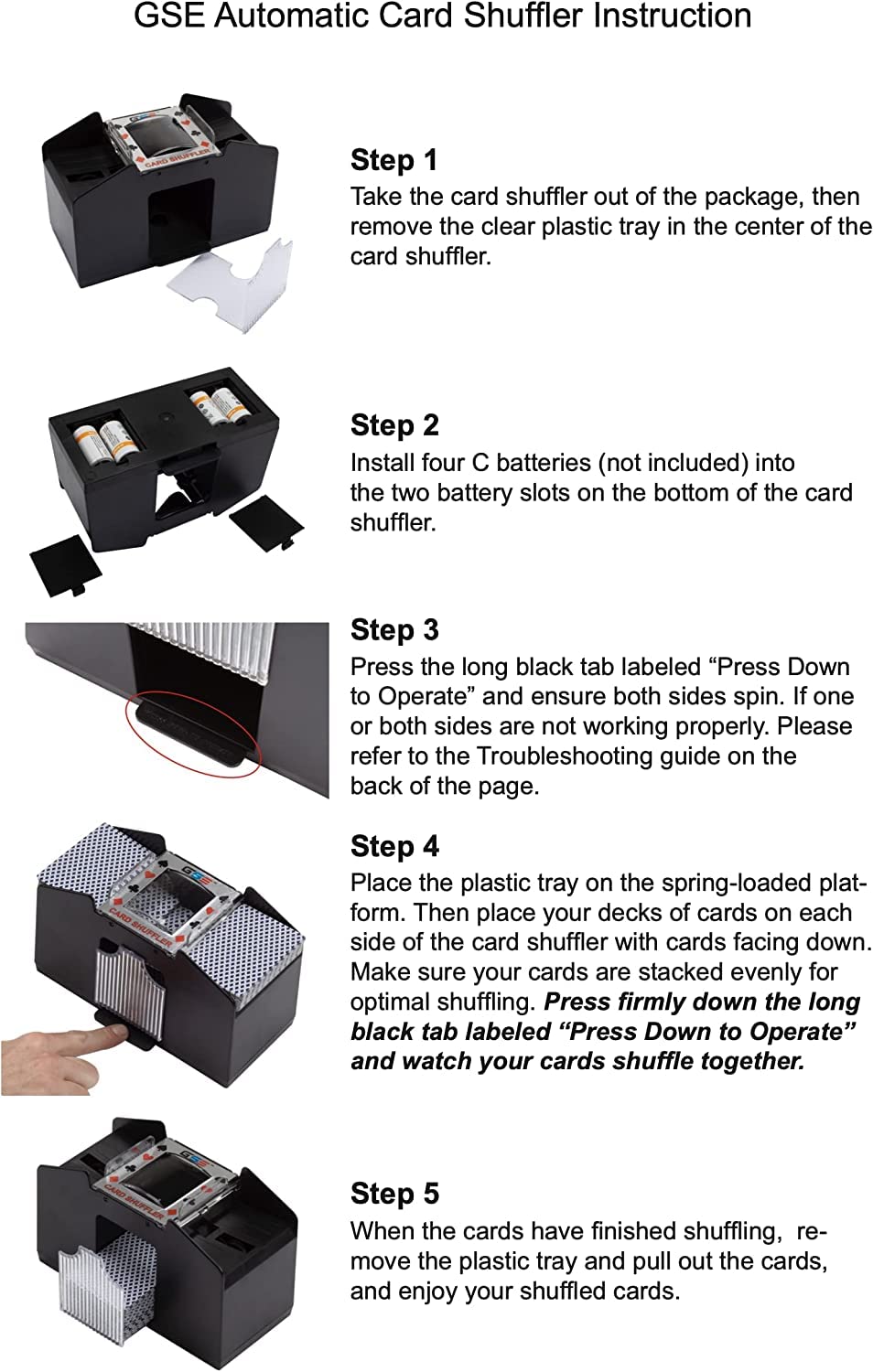 GSE 6-Deck Automatic Card Shuffler – Battery-Operated Shuffling Machine