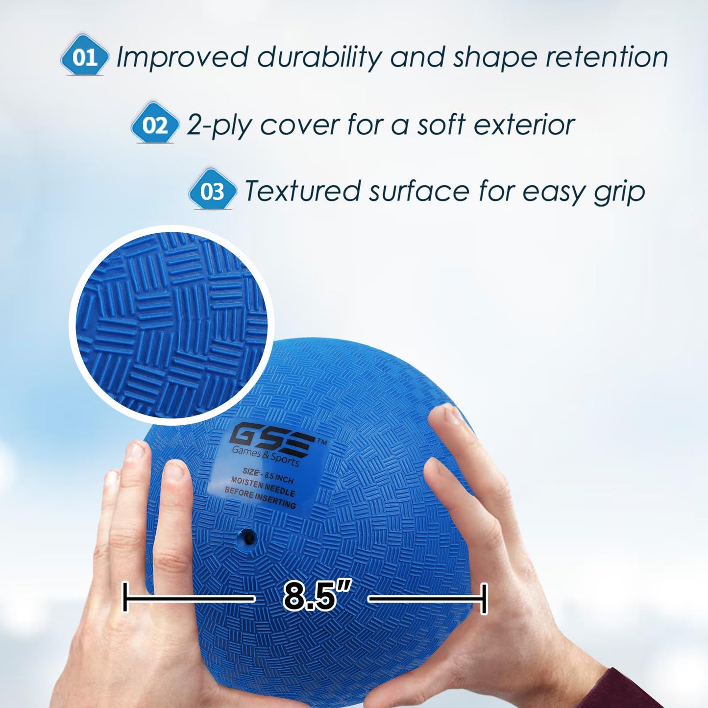 GSE Games & Sports Expert 8.5-inch Blue Inflatable Playground Ball – Dodgeball, Kickball & Gym Use