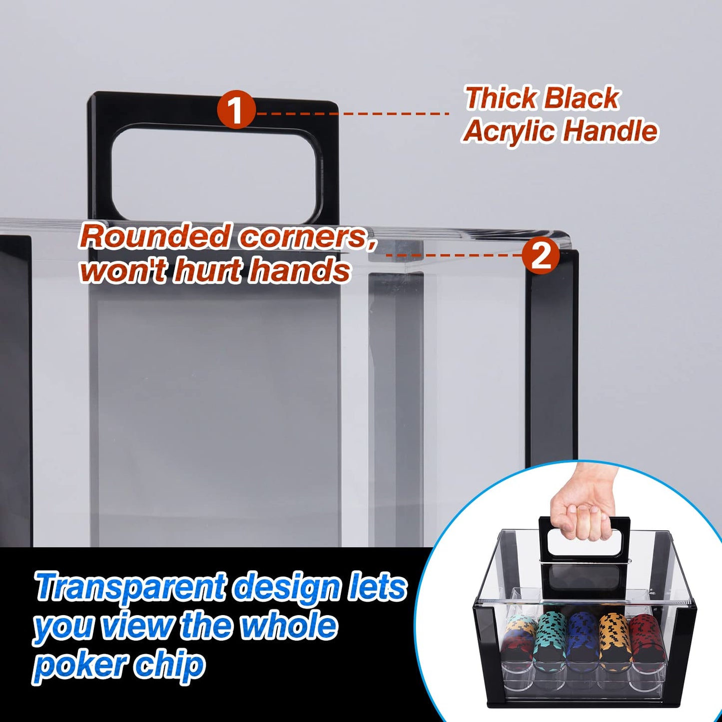 GSE Acrylic Poker Chip Case with 6 Trays – Holds 600 Chips | Casino-Grade Poker Chips Holder